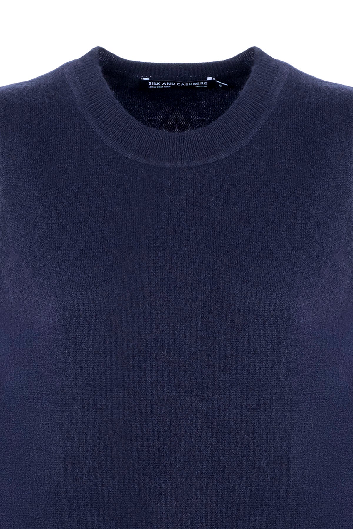 Lacivert Alexia Saf Kaşmir Bisiklet Yaka Kolsuz Triko