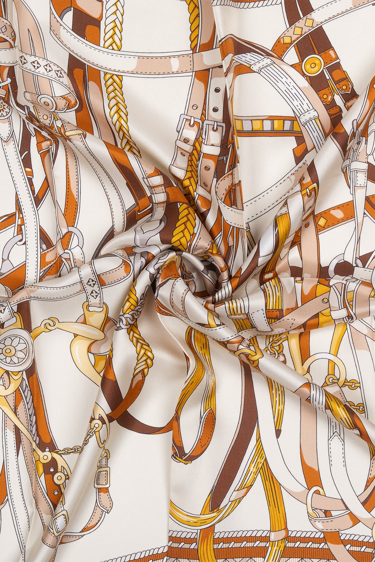 Açık Bej Lara Saf İpek Baskılı Eşarp 90x90 cm