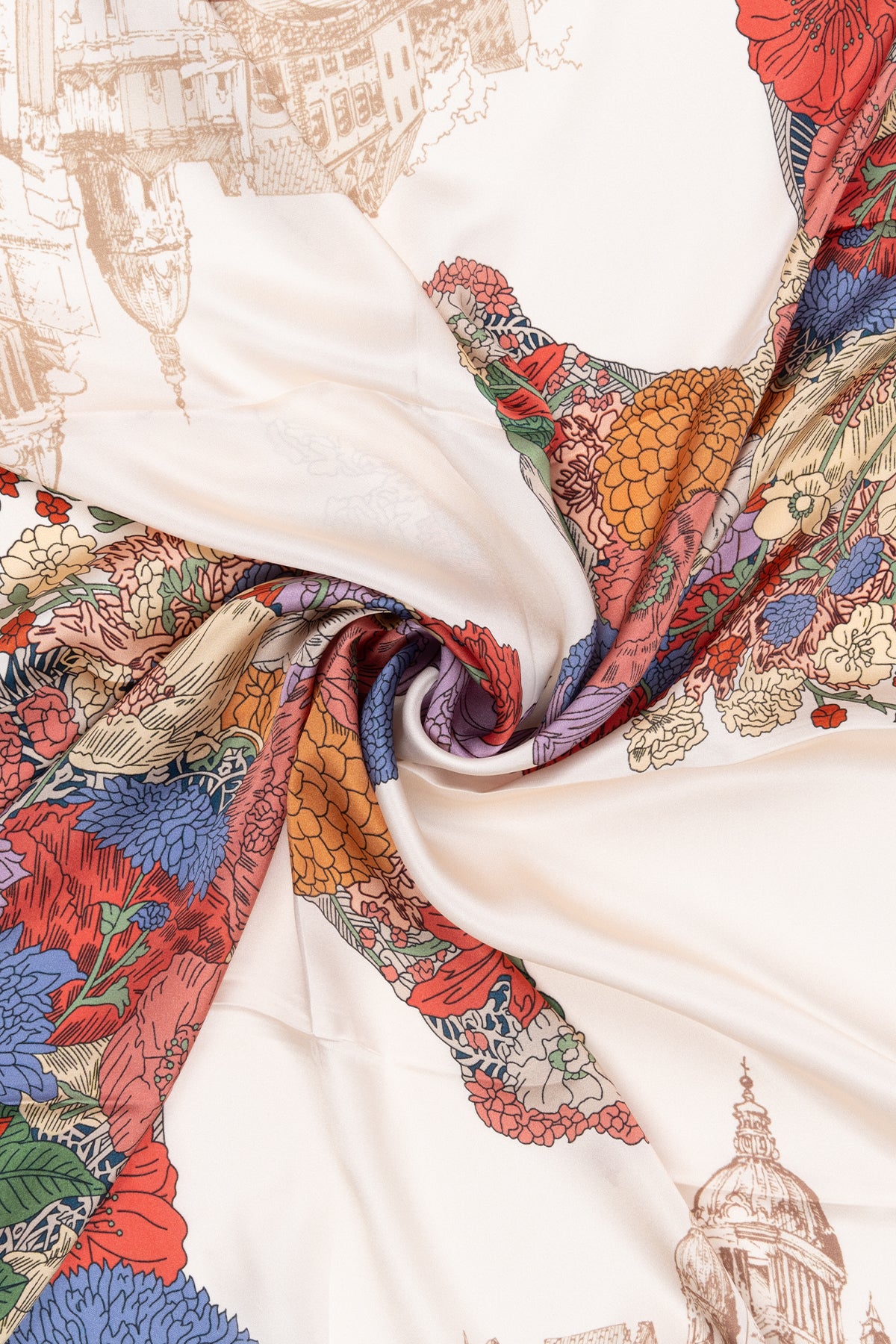 Renkli Lara İpek Desenli Kare Eşarp 90x90