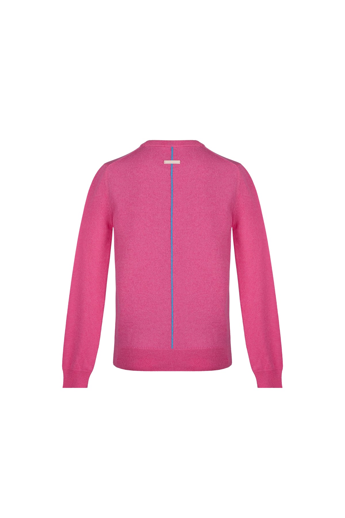 Koyu Fuşya Franca Saf Kaşmir Bisiklet Yaka Kazak