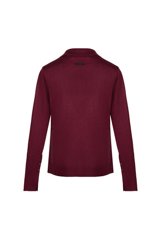Bordo Zoe İpek Kaşmir Polo Yaka Triko
