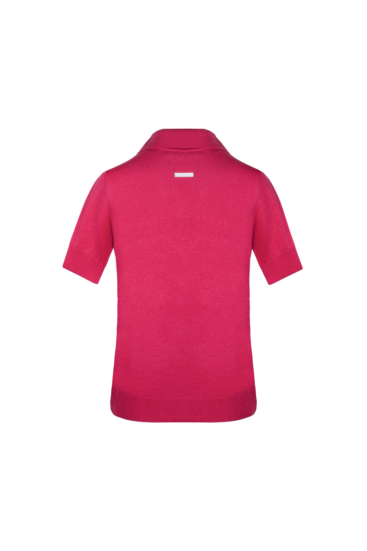 Fuşya Zoe İpek Kaşmir Polo Yaka Kısa Kollu Triko