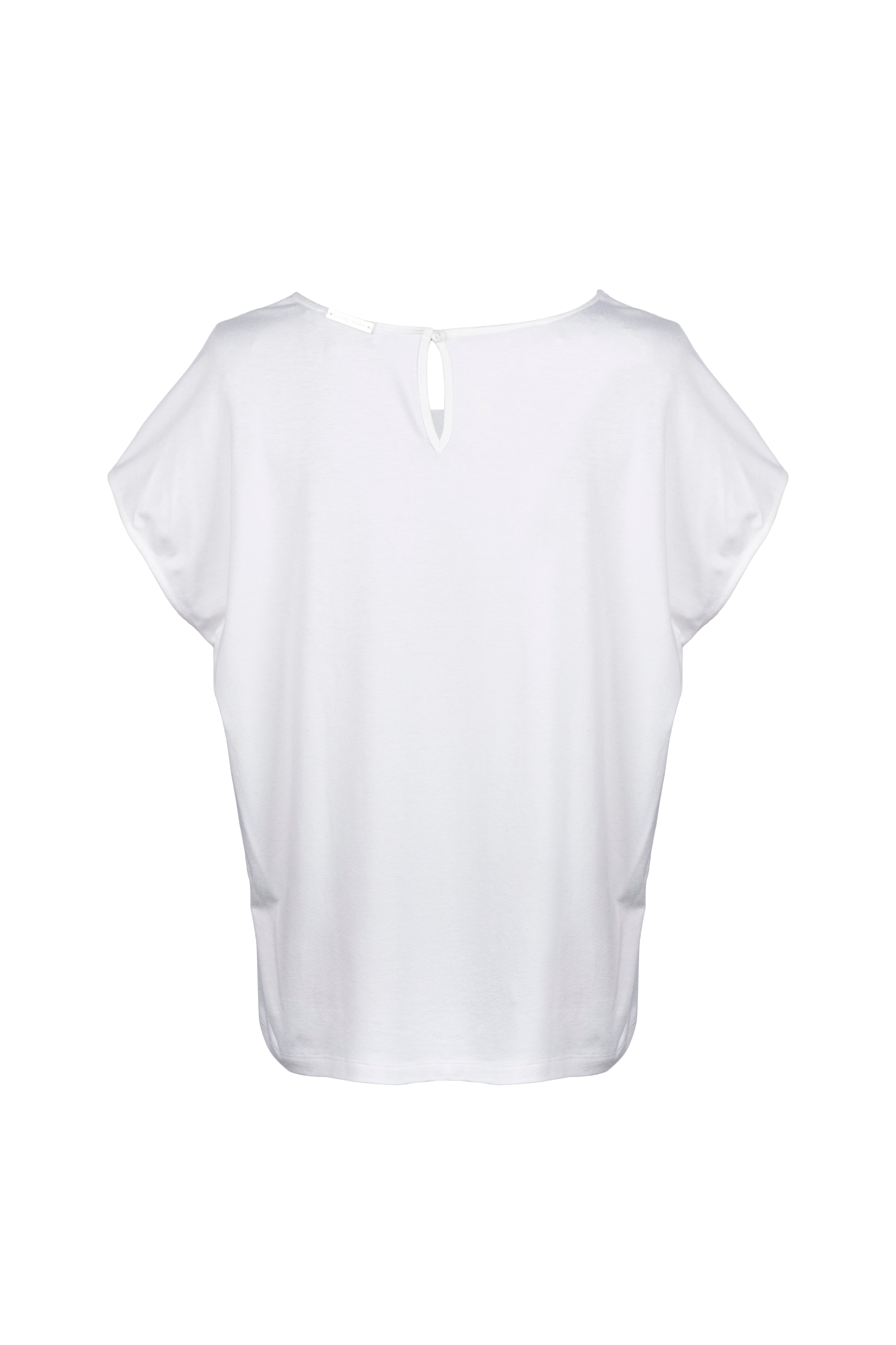 Ekru Monica İpekli Kısa Kollu Bluz