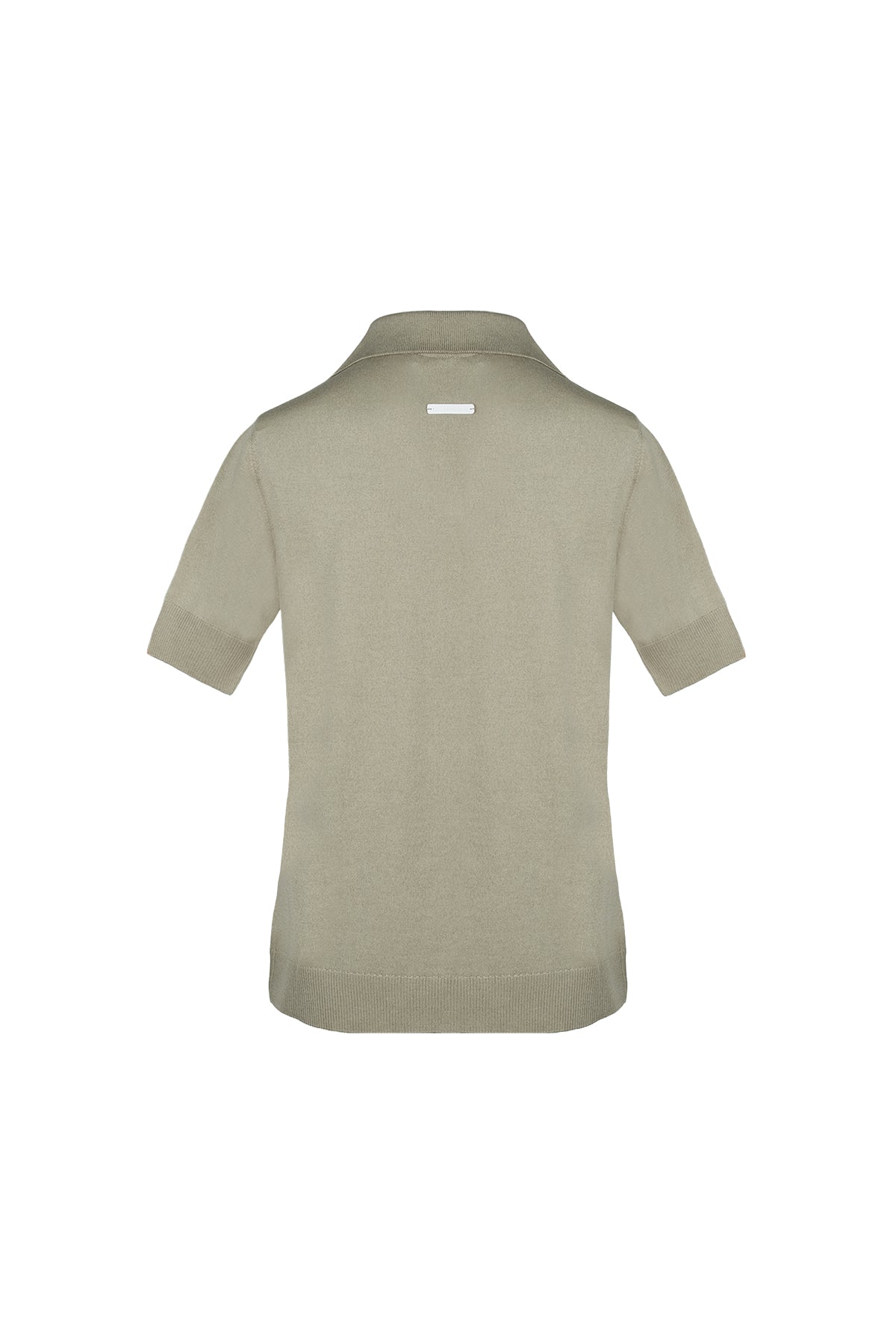 Adaçayı Yeşili Zoe İpek Kaşmir Polo Yaka Kısa Kollu Triko