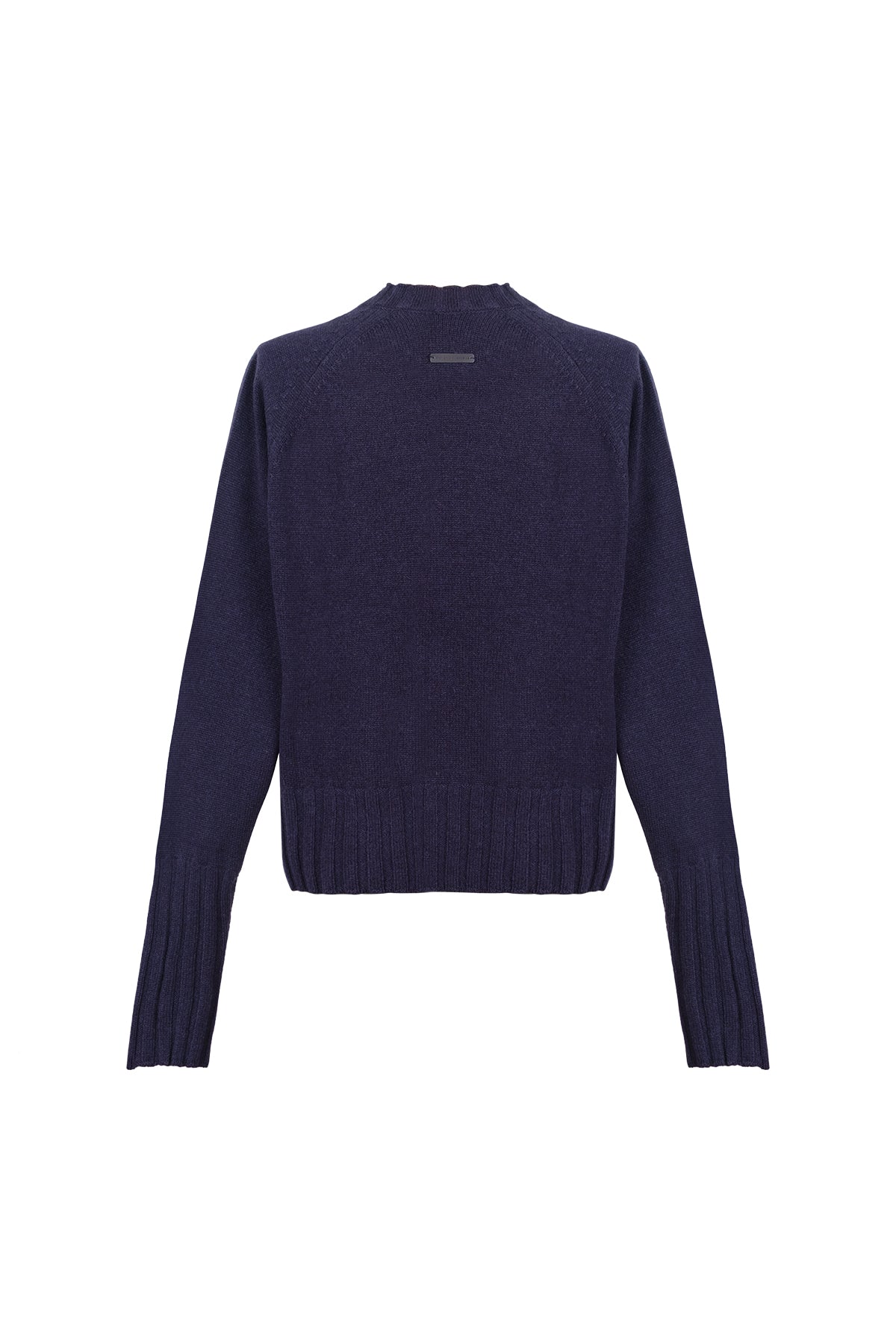 Lacivert Vanessa Saf Kaşmir Yuvarlak Yaka Crop Kazak