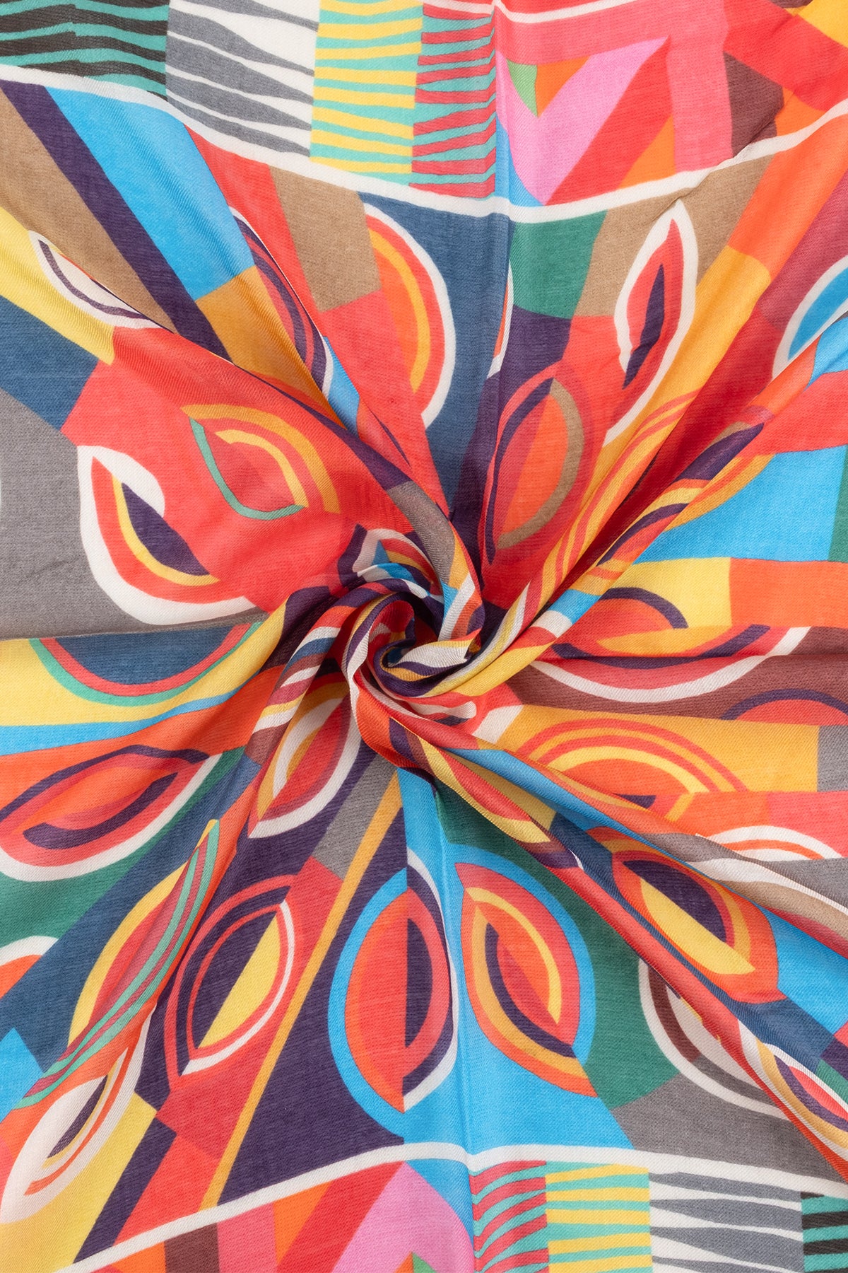 Renkli Jas Desenli Kare Şal 70x70 cm