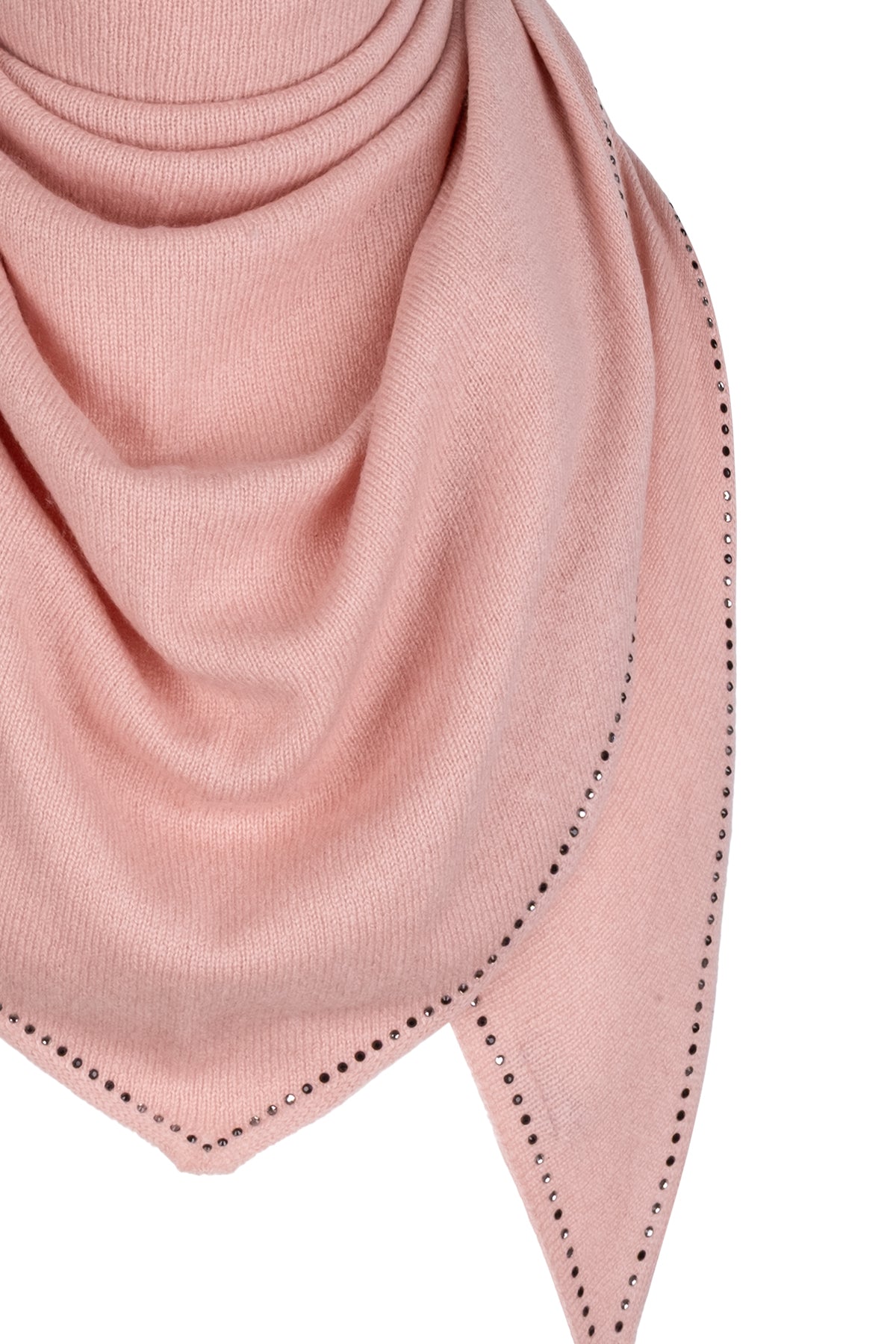 Gül Kurusu Saf Kaşmir Taşlı Üçgen Şal 105x105x165 cm