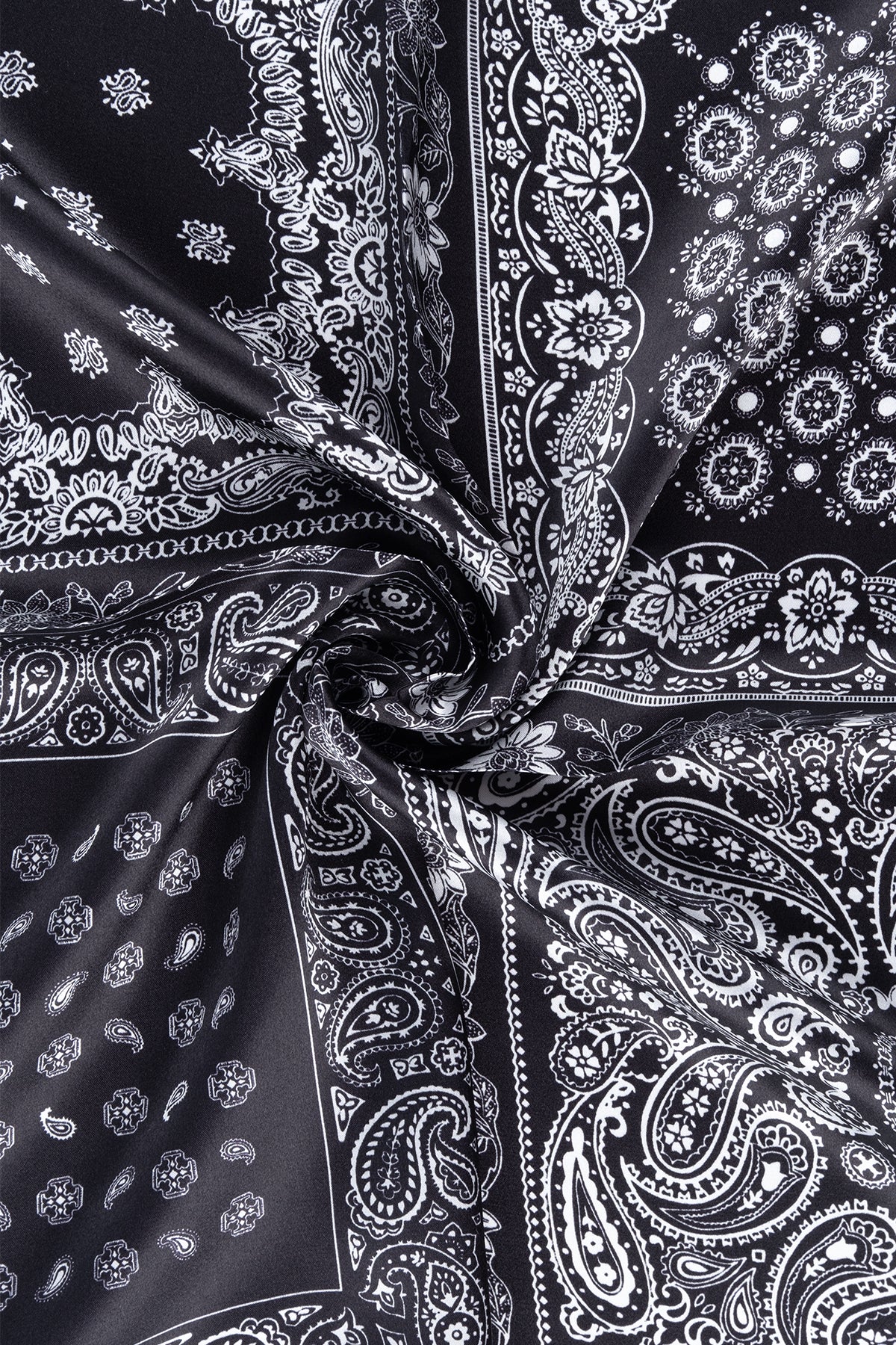 Siyah Beyaz Laila Saf İpek Kare Eşarp 50x50 cm