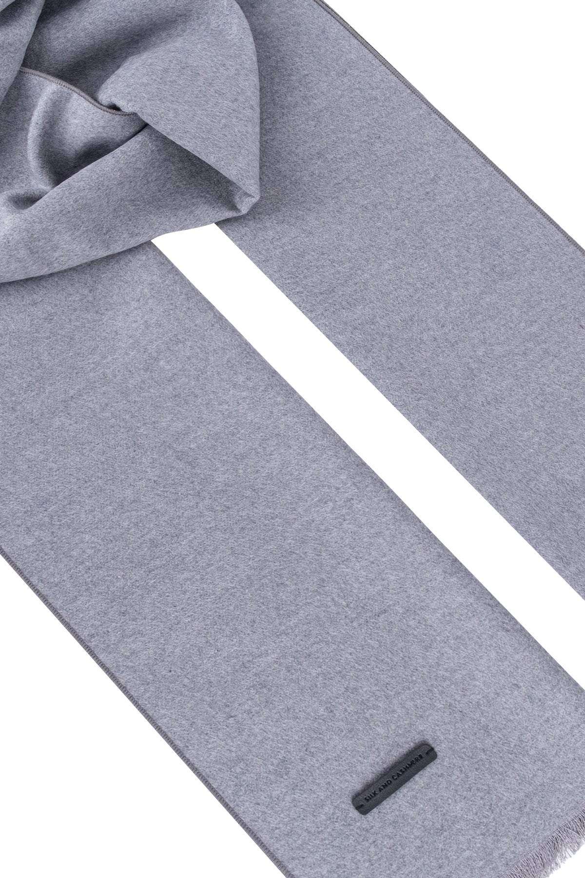 Açık Gri Lotus Saf İpek Çift Taraflı Atkı 30x177 cm