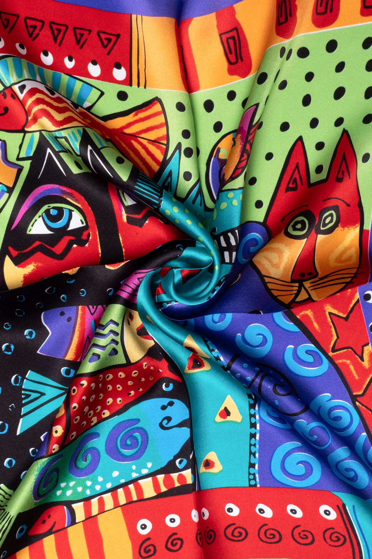 Renkli Laila Saf İpek Kare Eşarp 50x50 cm