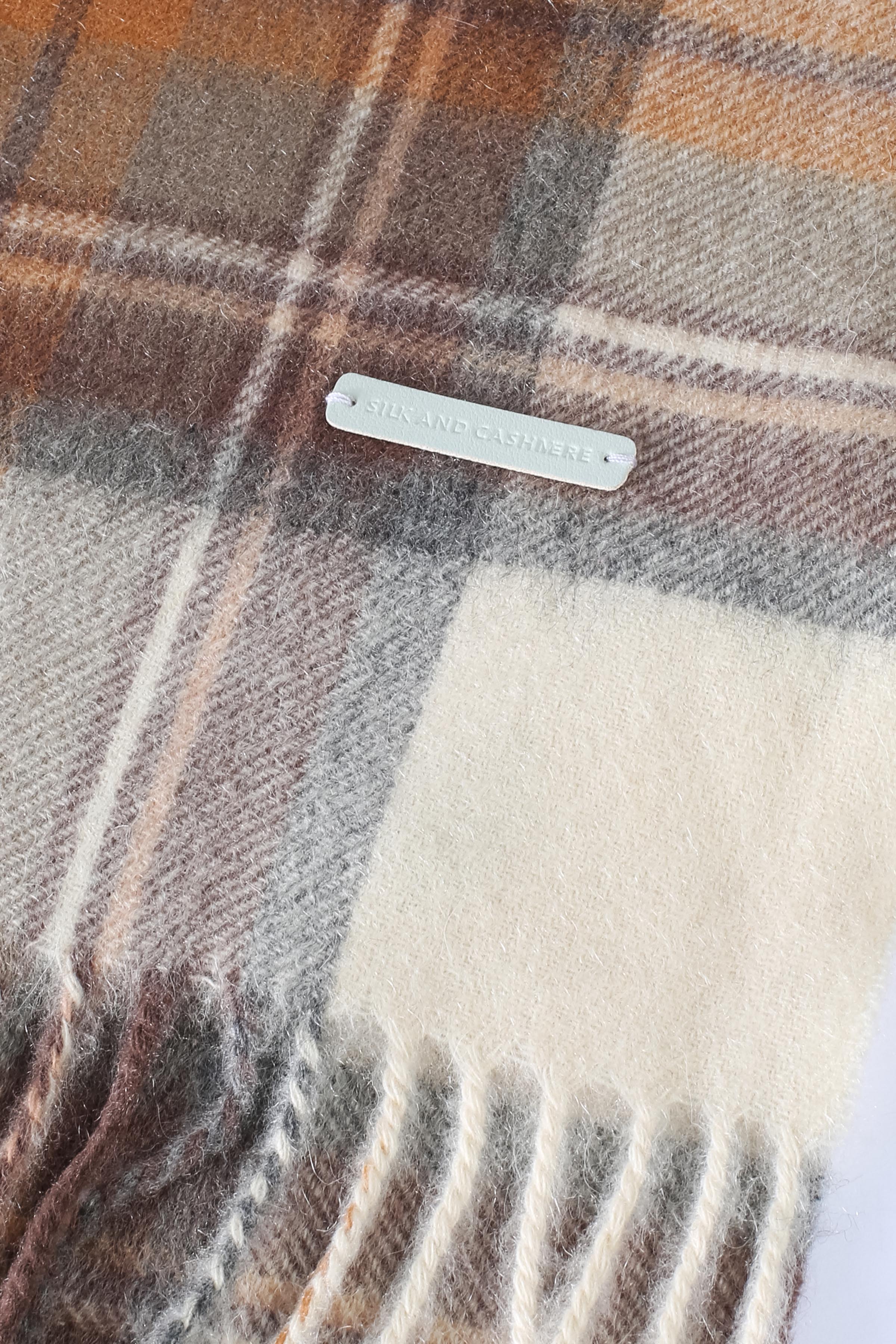 Bej Saf Kaşmir Patrick Kareli Atkı 30x180 cm