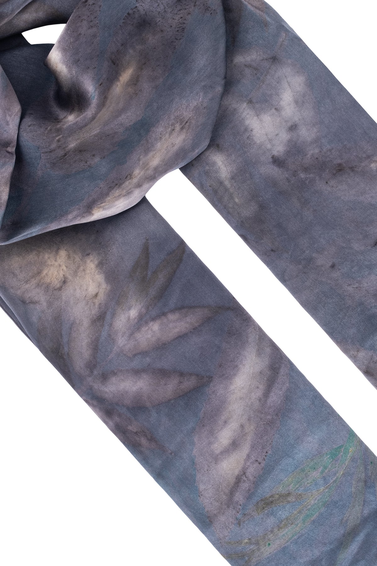 Antrasit Saf İpek El Baskısı Ekolojik Şal 90 x 200 cm