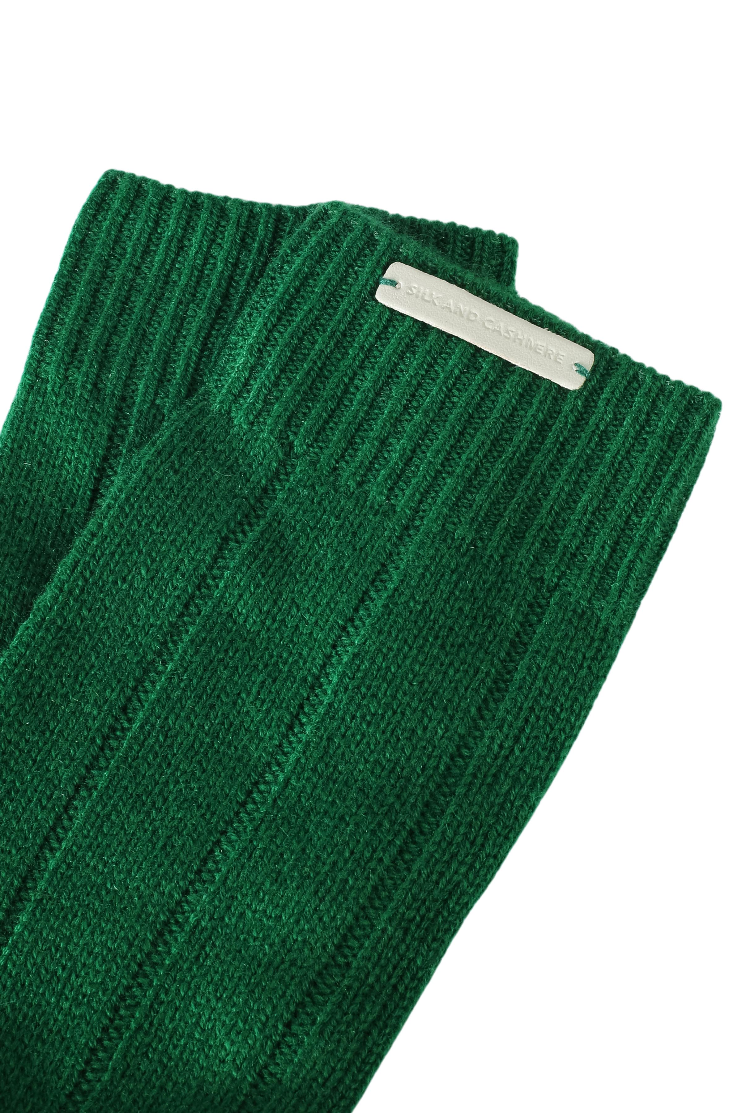 Yeşil Saf Kaşmir Ribanalı Kadın Çorap