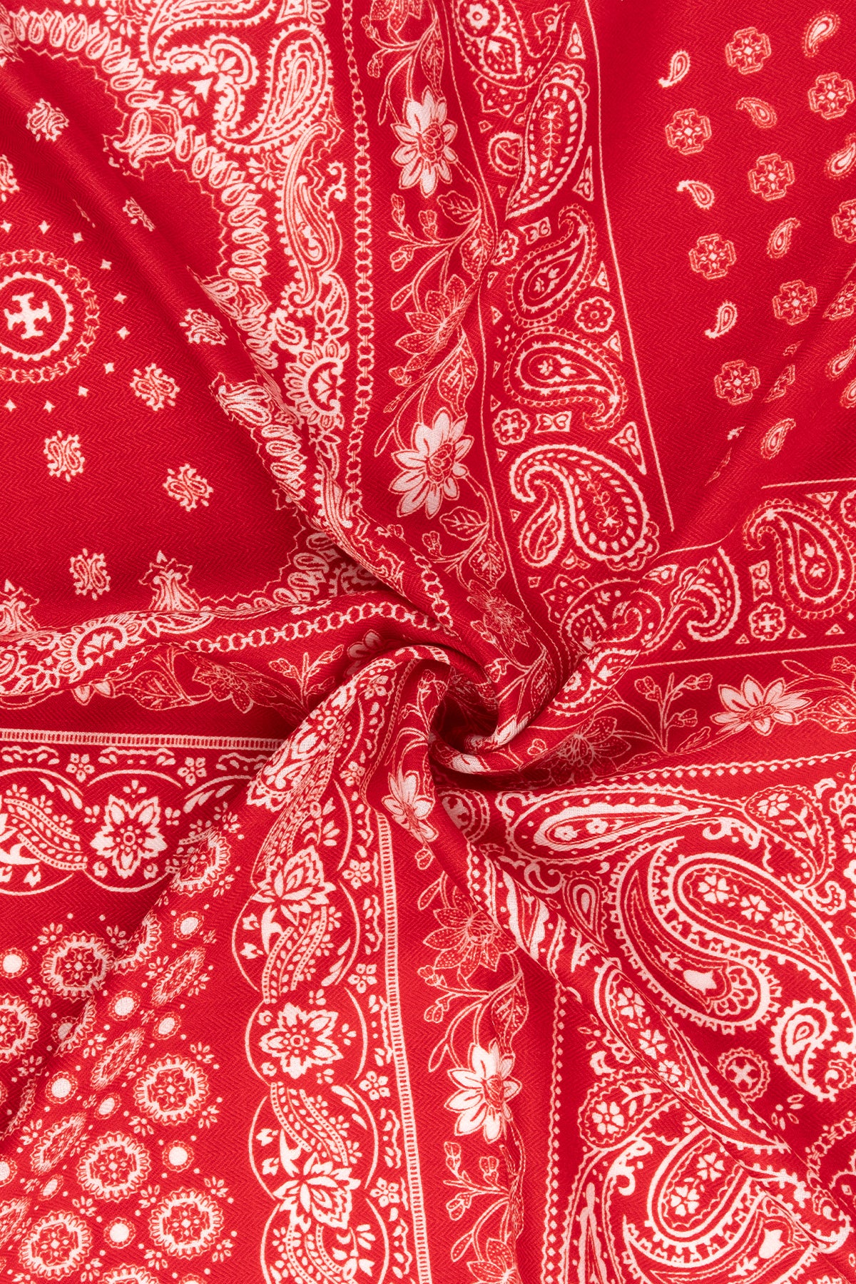 Kırmızı Lea Saf Kaşmir Desenli Kare Eşarp 70x70 cm