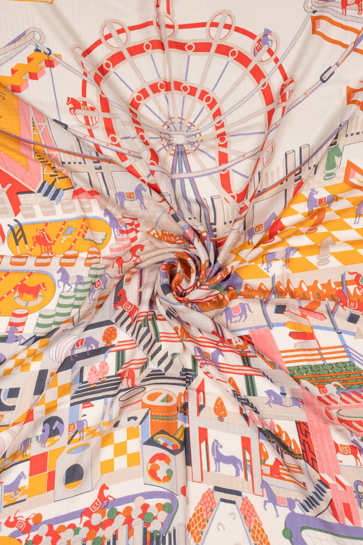 Renkli Linda Saf Kaşmir Baskılı Eşarp 140x 140 cm