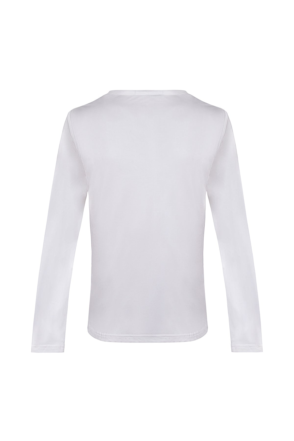 Beyaz Marina İpekli Yuvarlak Yaka Bluz