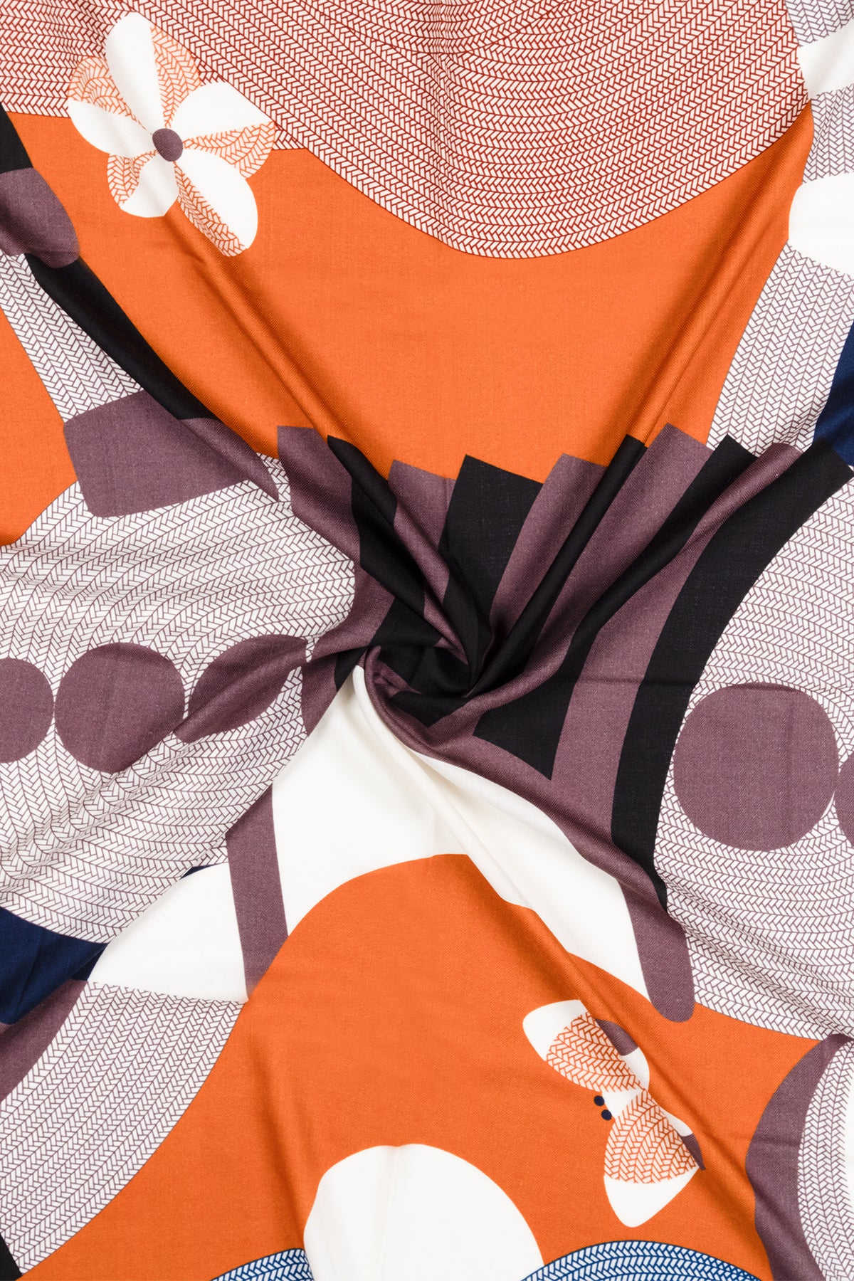 Camel Beyaz Linda Kaşmir Desenli Kare Eşarp 140x140 cm