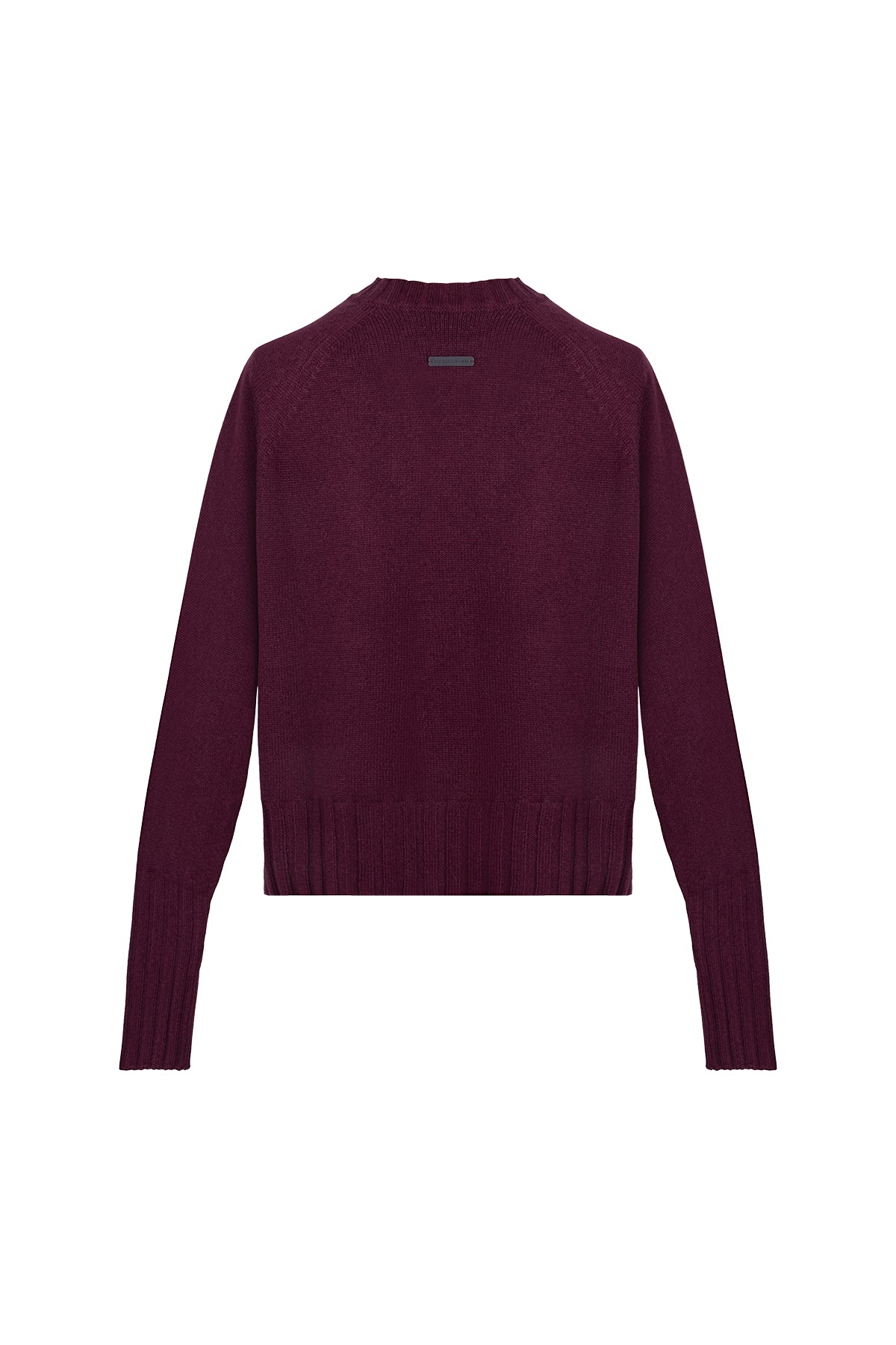 Bordo Vanessa Saf Kaşmir Yuvarlak Yaka Crop Kazak