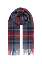 Gri Patrick Saf Kaşmir Kareli Atkı 30x164 cm