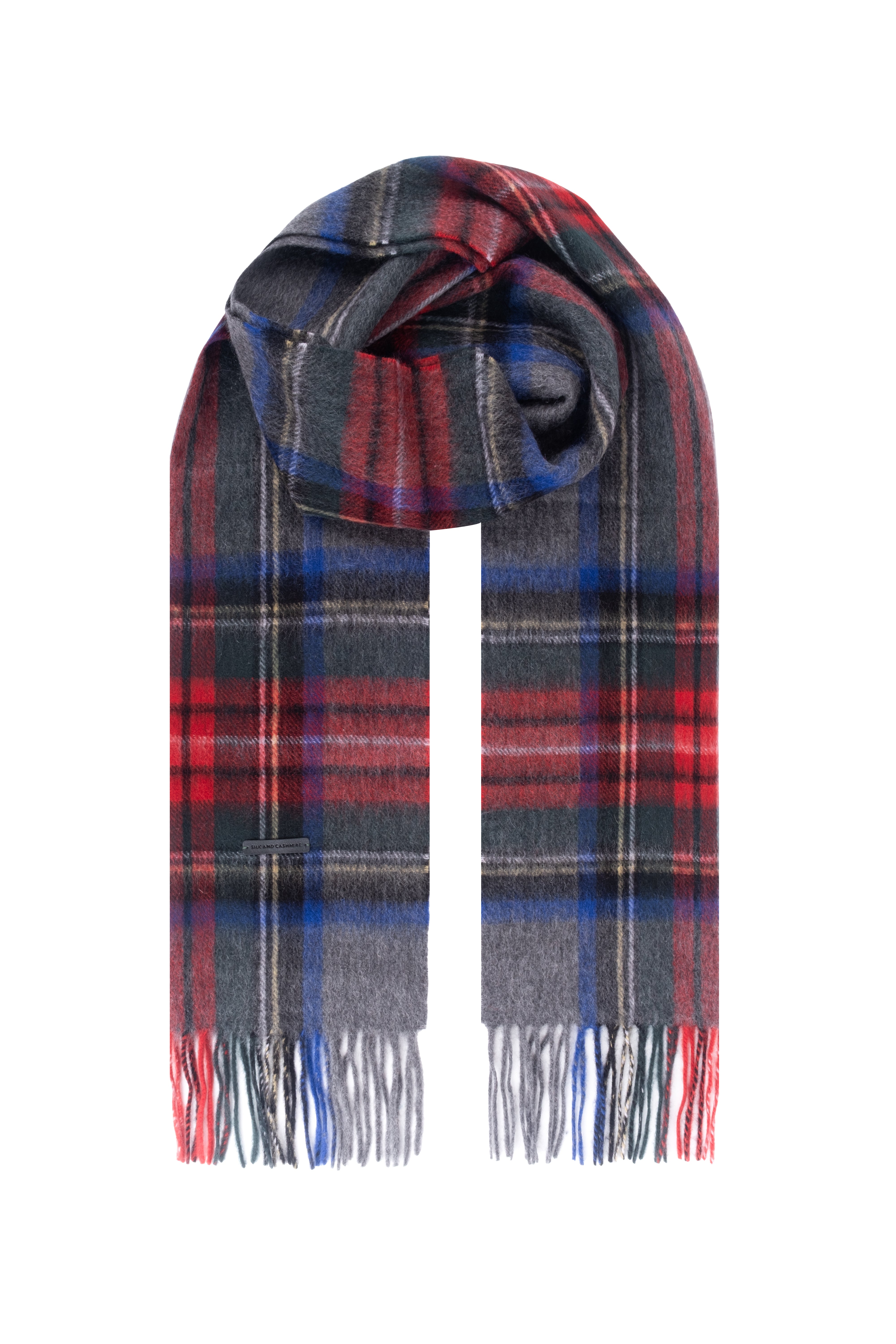 Gri Patrick Saf Kaşmir Kareli Atkı 30x164 cm