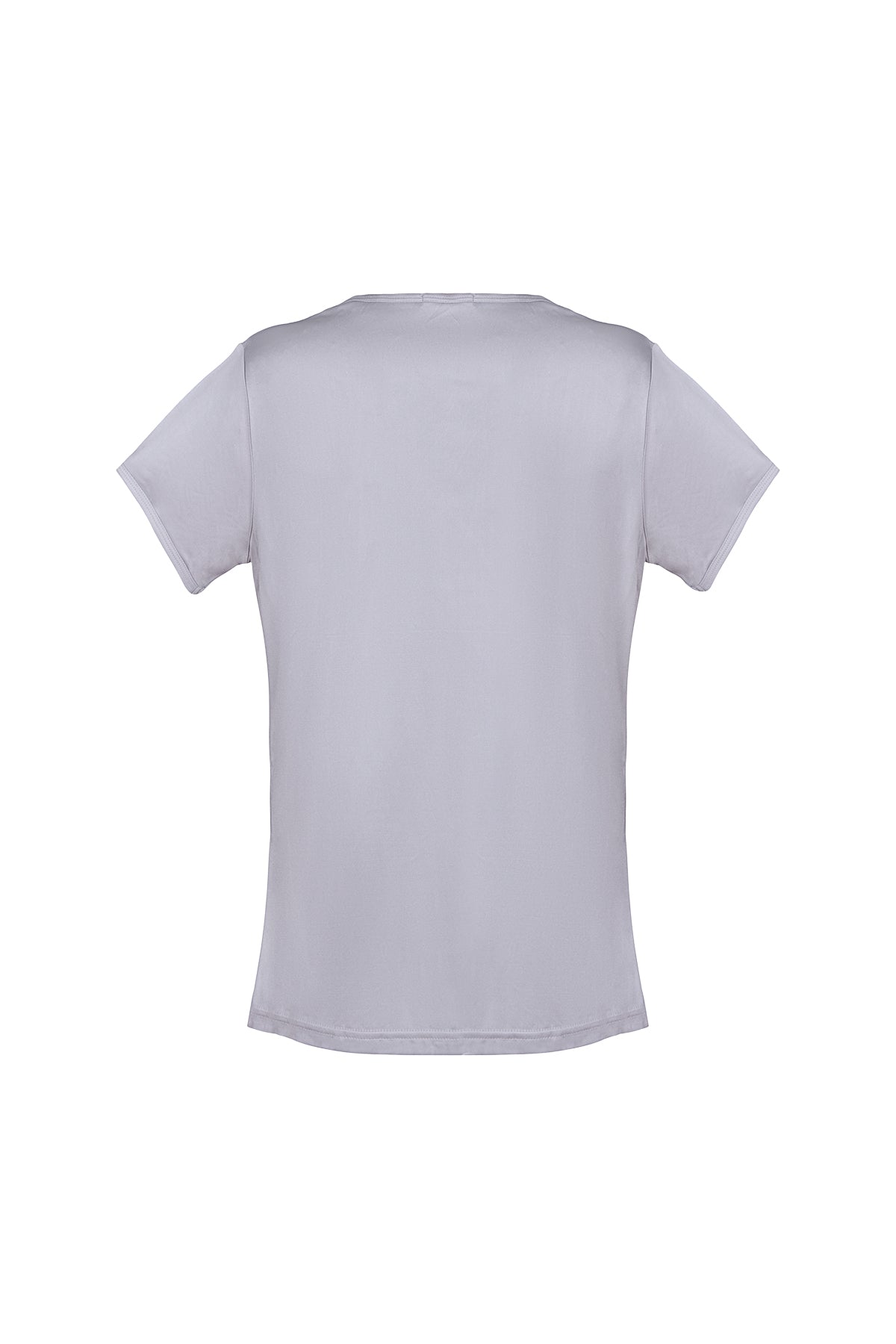 Gri Marina İpekli Yuvarlak Yaka Kısa Kollu T-Shirt