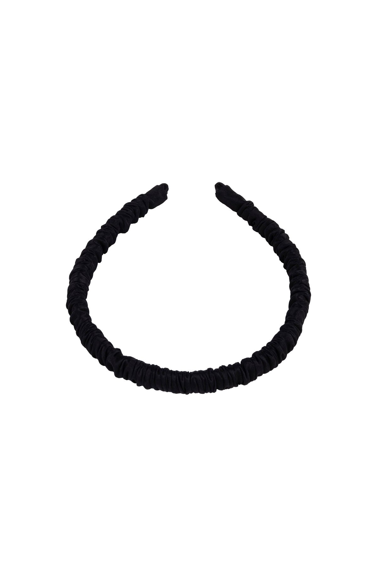 Siyah Anabel Saf İpek Büzgülü İnce Saç Tacı