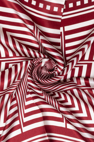 Bordo Beyaz Laila Saf İpek Kare Eşarp 50x50 cm