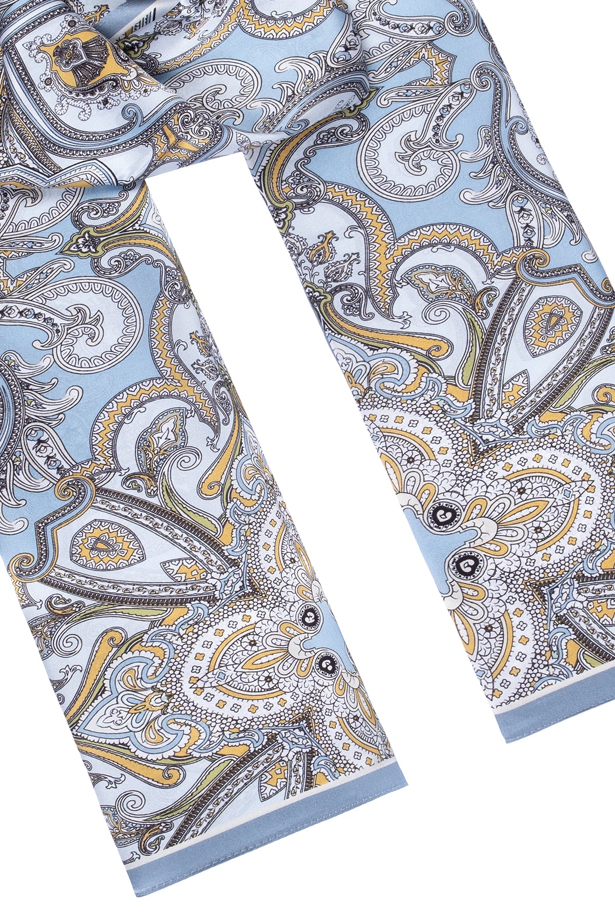 Mavi Ekru Luciana İpek Desenli Fular 55x170 cm