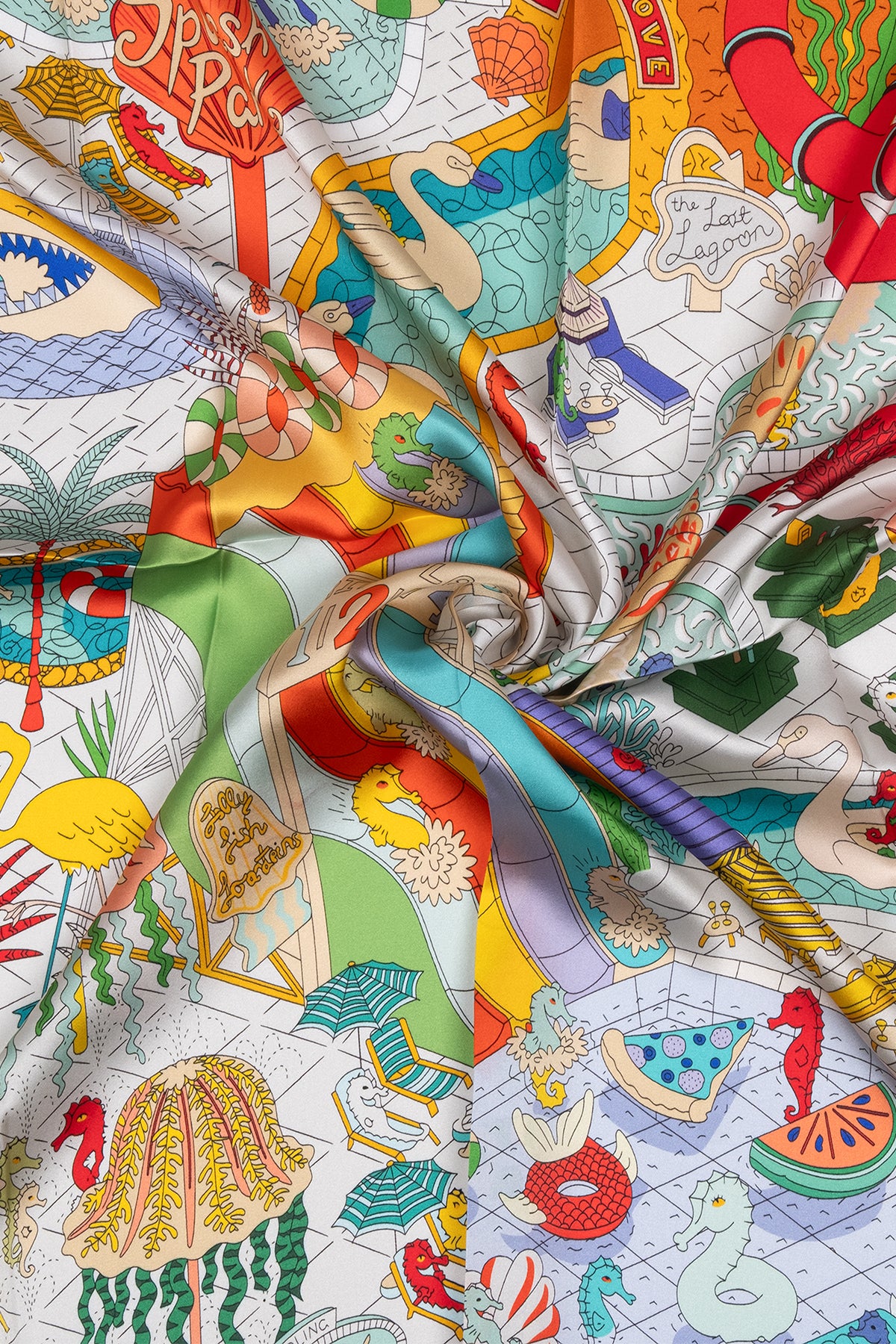 Lila Lara Saf İpek Baskılı Eşarp 90x90 cm