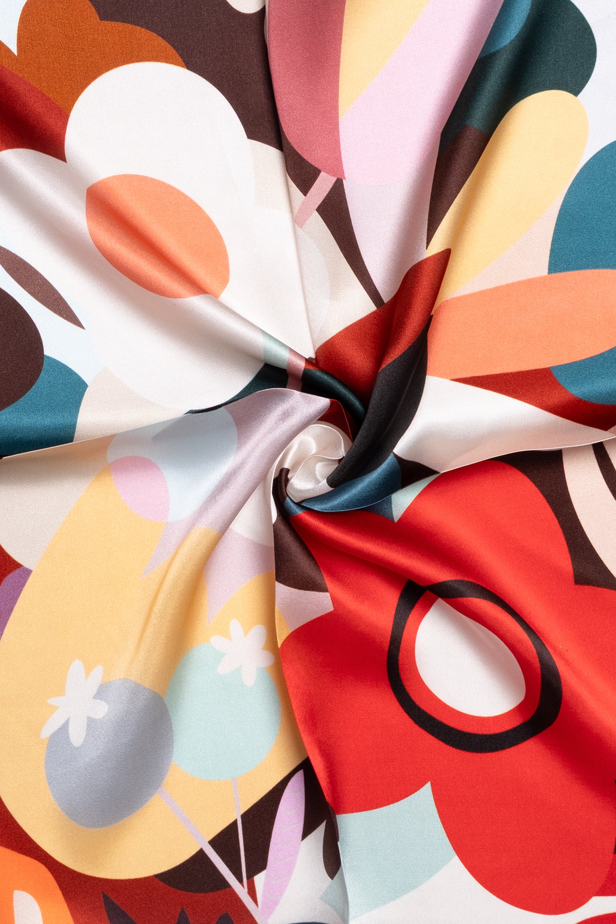 Kırmızı Siyah Laila Saf İpek Kare Eşarp 50x50 cm