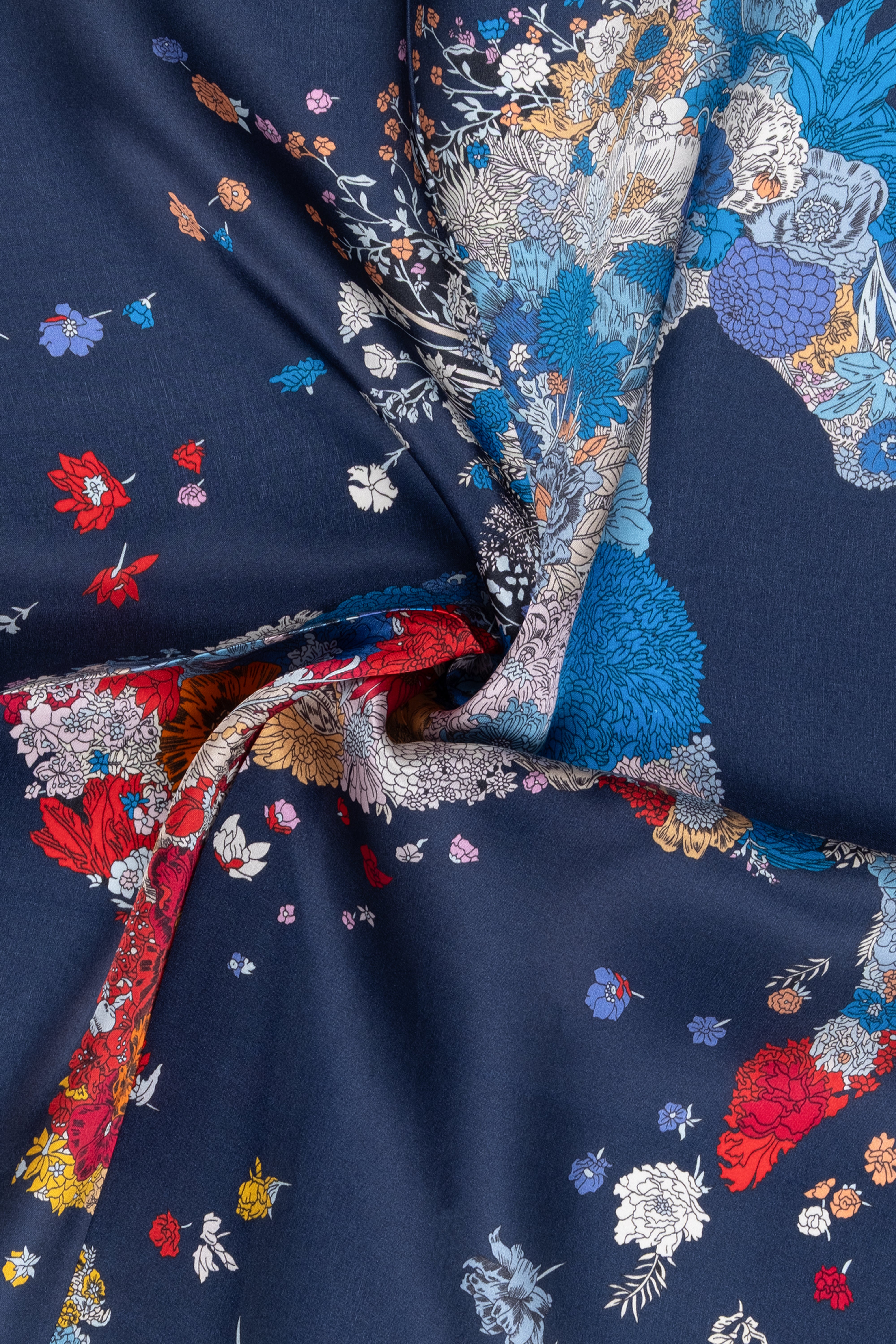 Lacivert Laila Saf İpek Kare Eşarp 50x50 cm