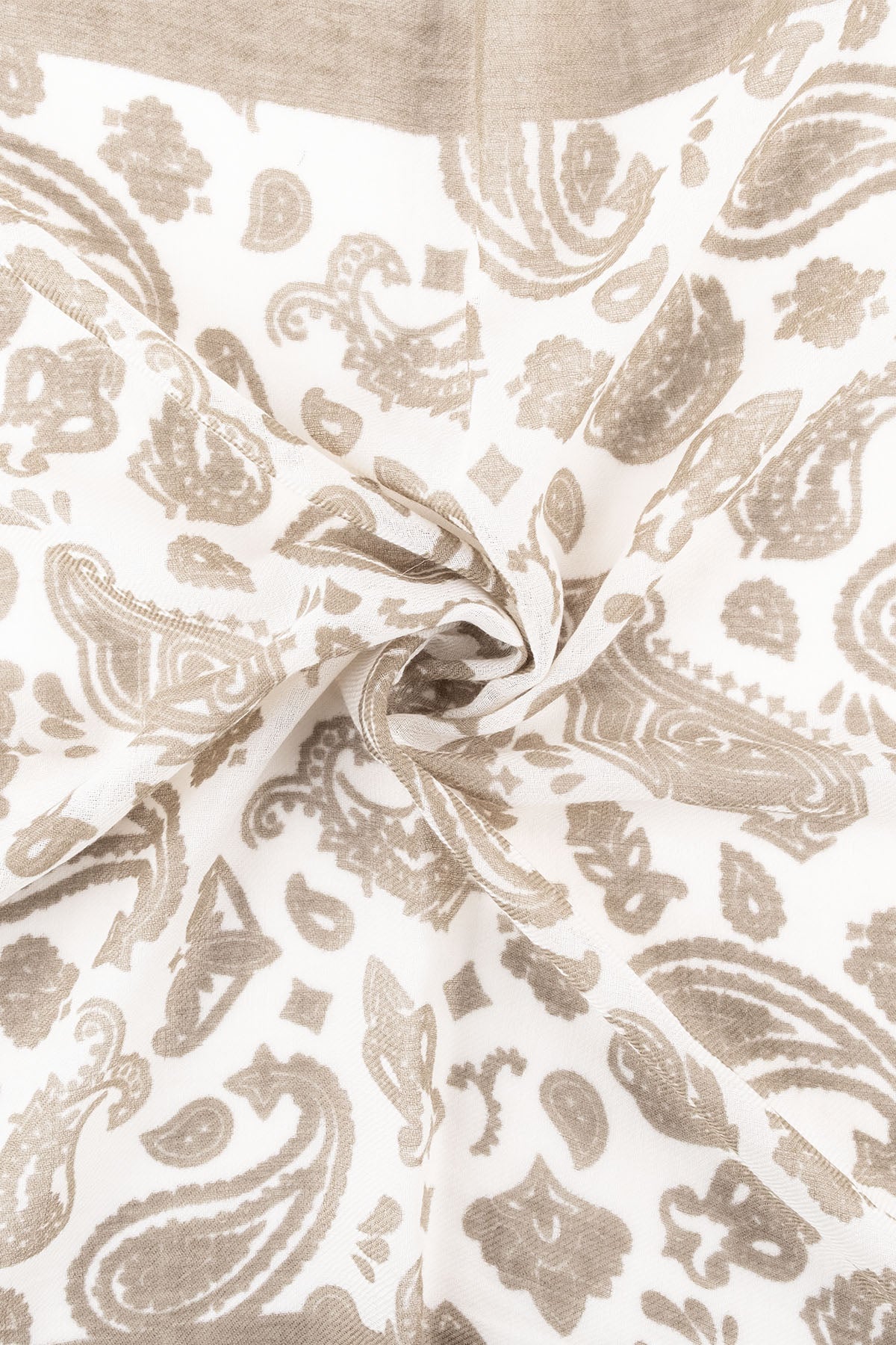 Bej Jas Desenli Kare Şal 70x70 cm