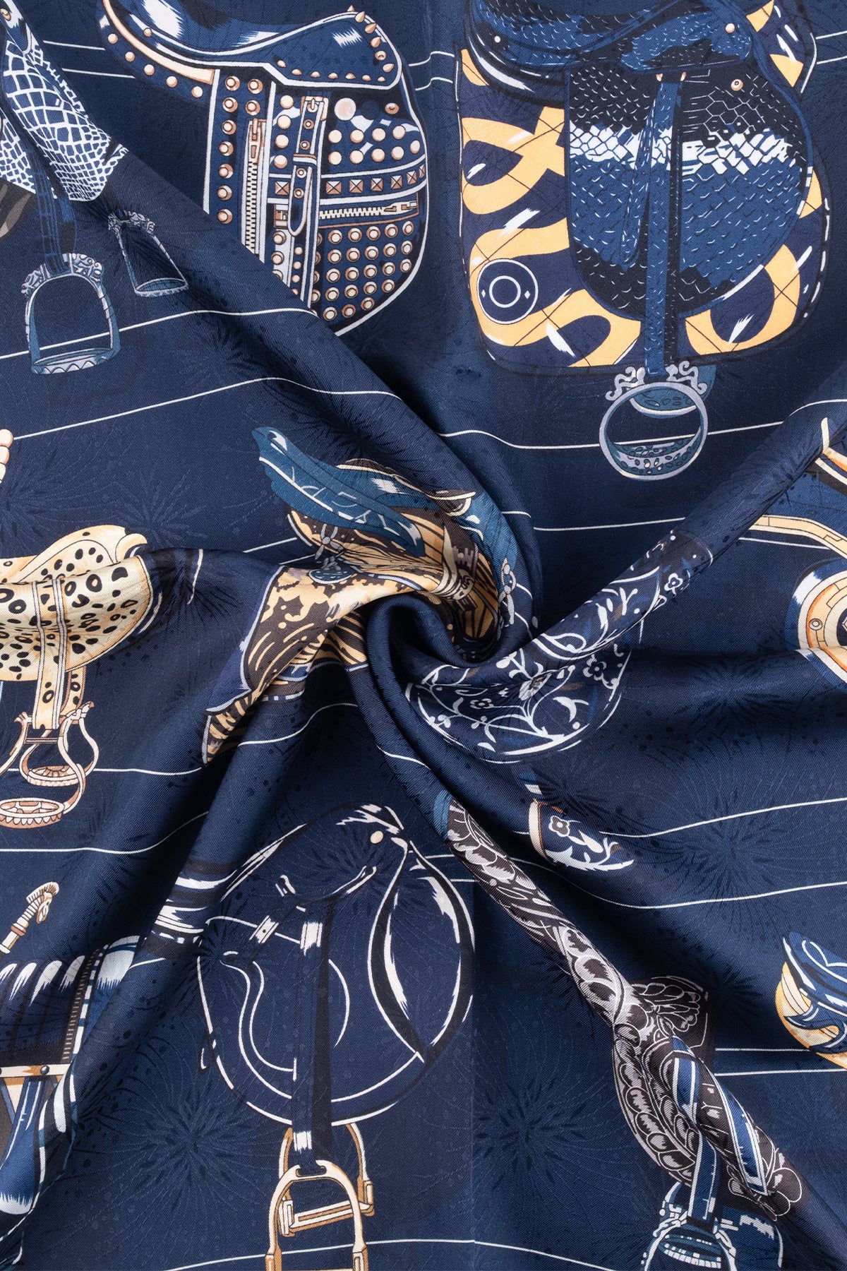 Lacivert Lena Saf İpek Eşarp 70x70 cm