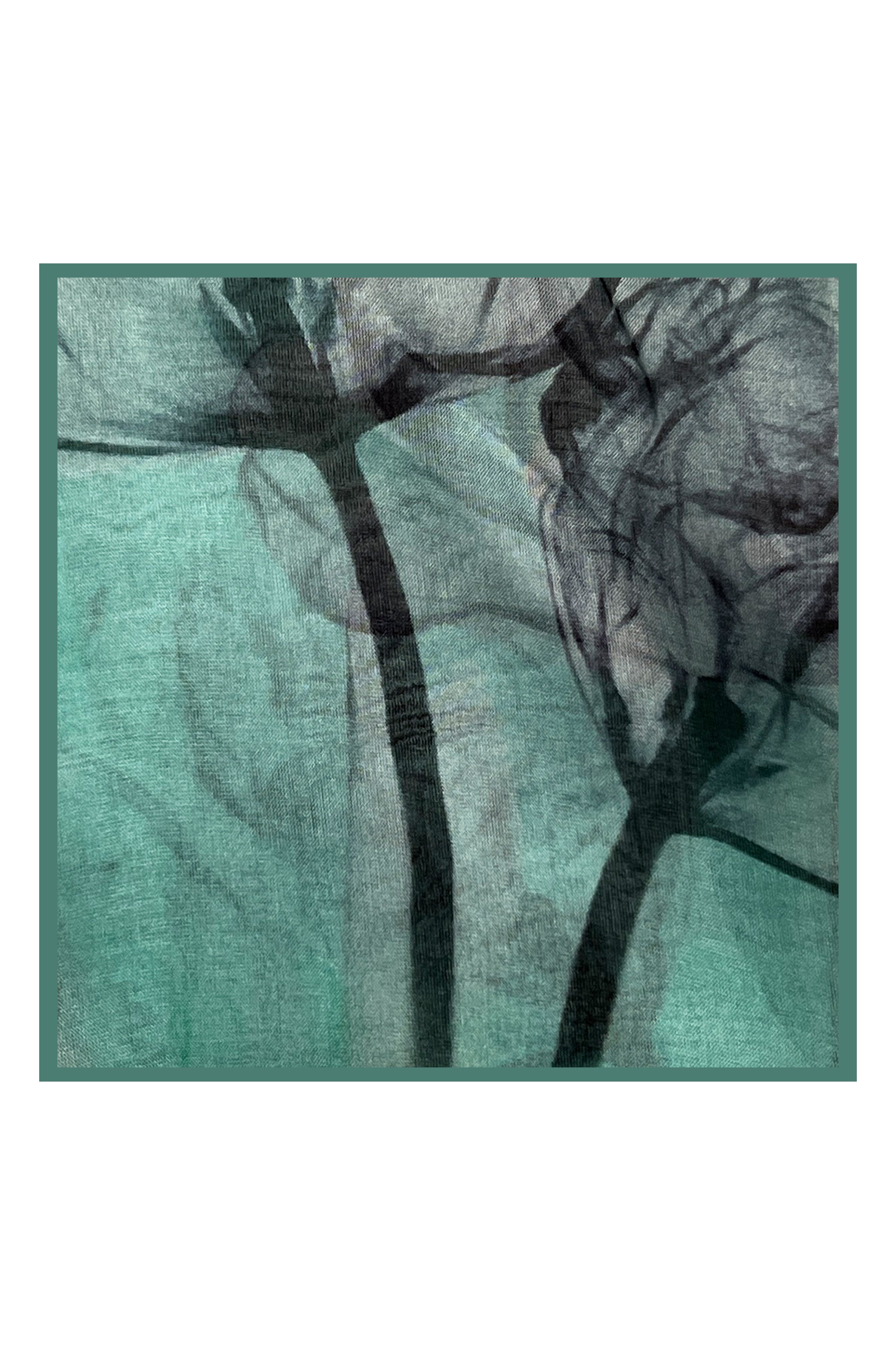 Mint Anabel Saf İpek  Şifon Baskılı Oblong Şal 180x110