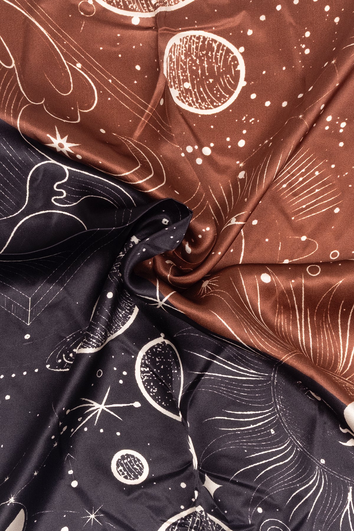 Siyah Kahve Laila Saf İpek Kare Eşarp 50x50 cm