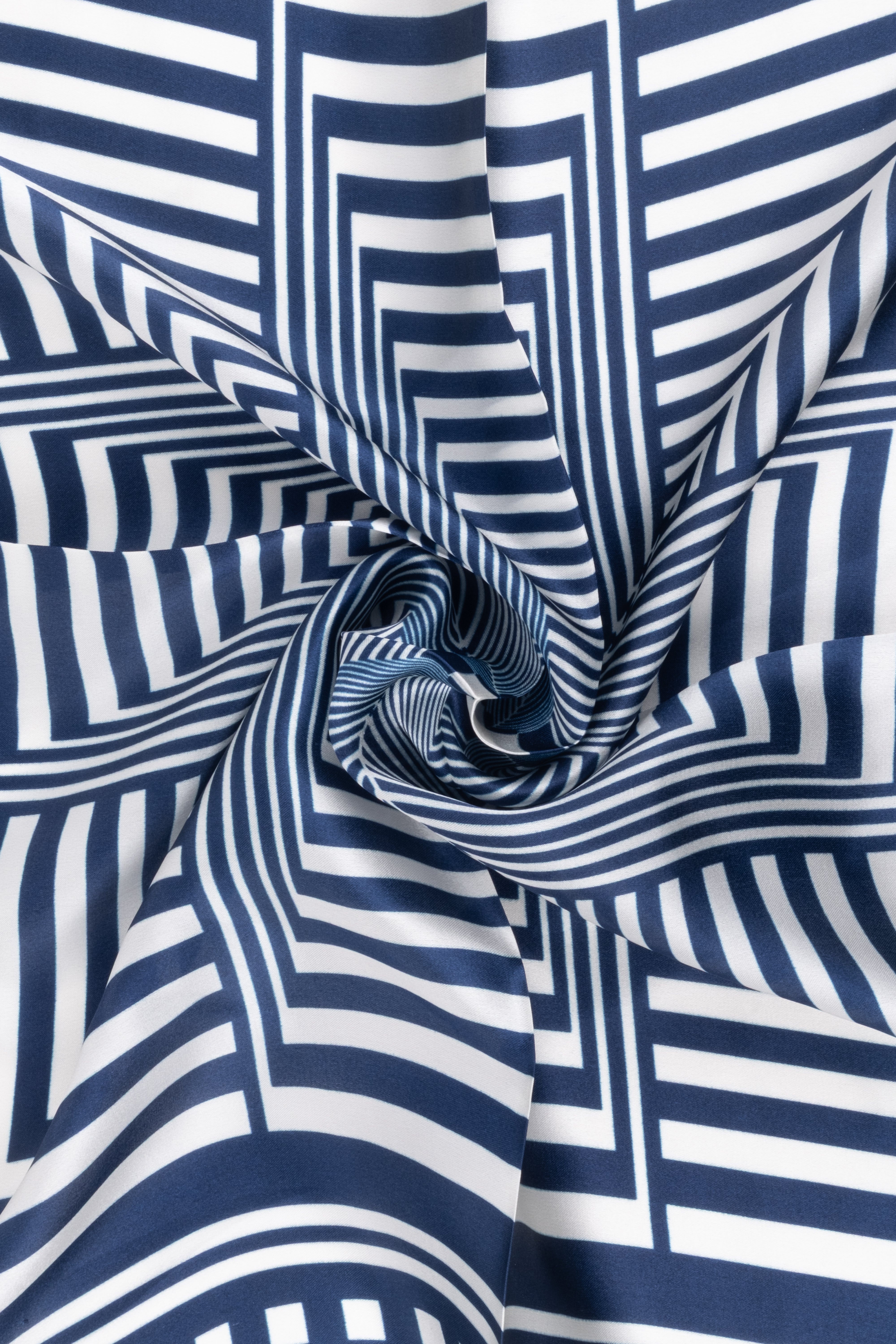 Lacivert Beyaz Laila Saf İpek Kare Eşarp 50x50 cm