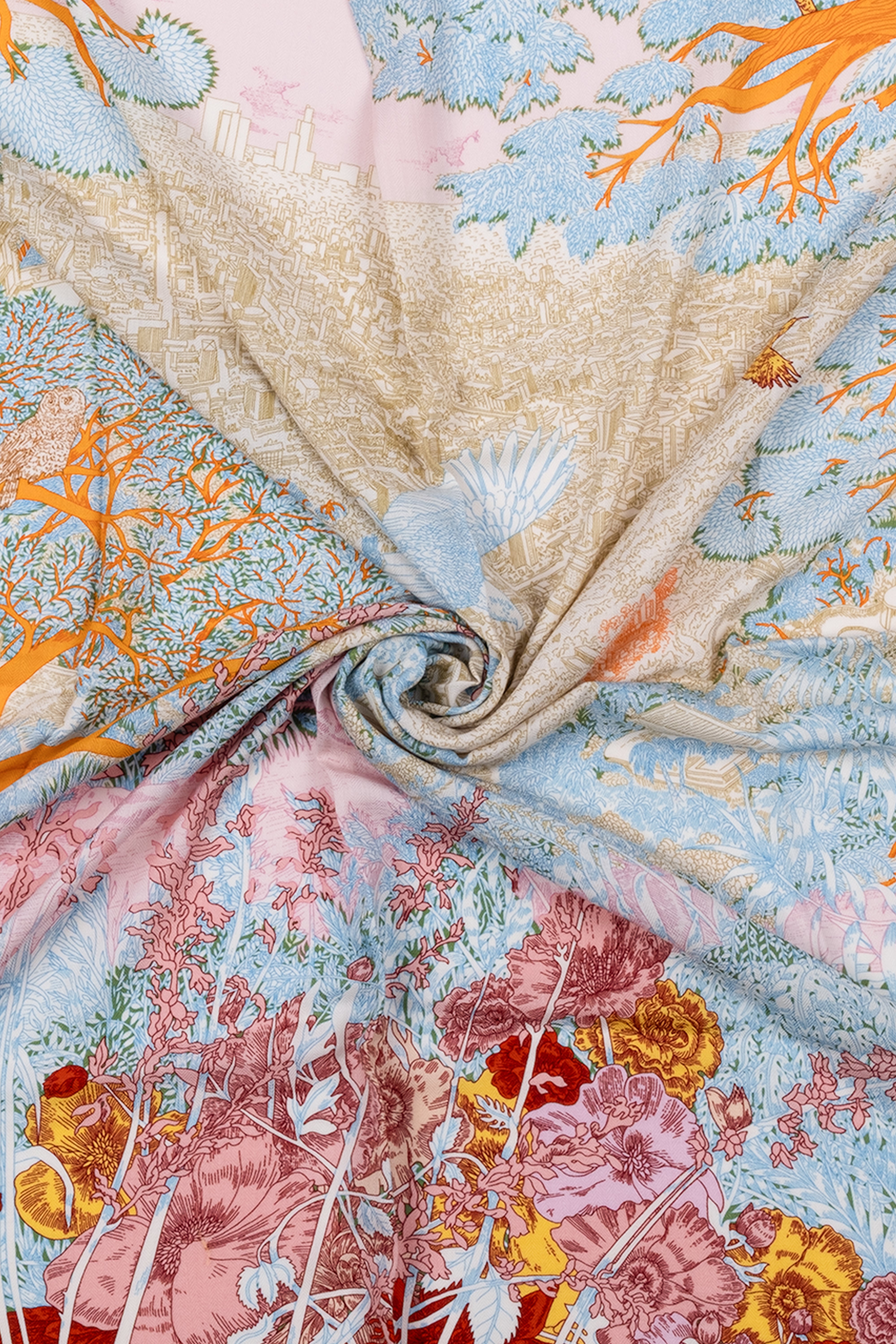 Sarı Mavi Linda Kaşmir Desenli Kare Eşarp 140x140  cm