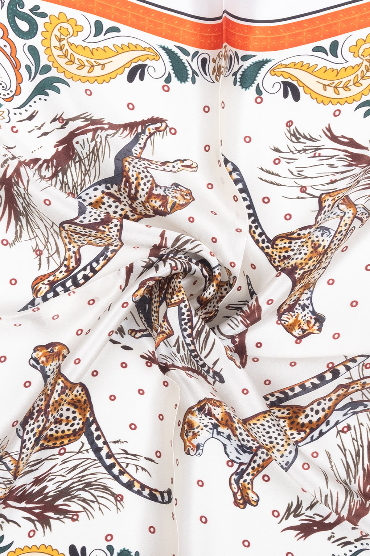 Lacivert Ekru Laila Saf İpek Kare Eşarp 50x50 cm