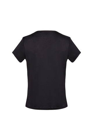 Siyah Marina İpekli Yuvarlak Yaka Kısa Kollu T-Shirt