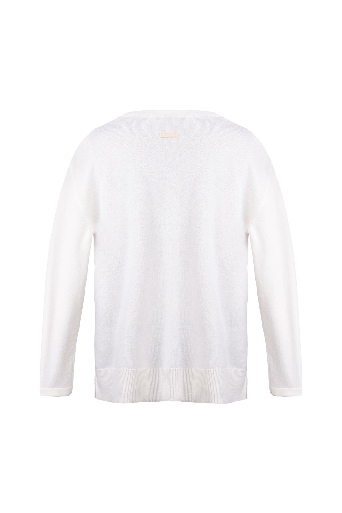 Ekru Lilly Saf Kaşmir V Yaka Hırka