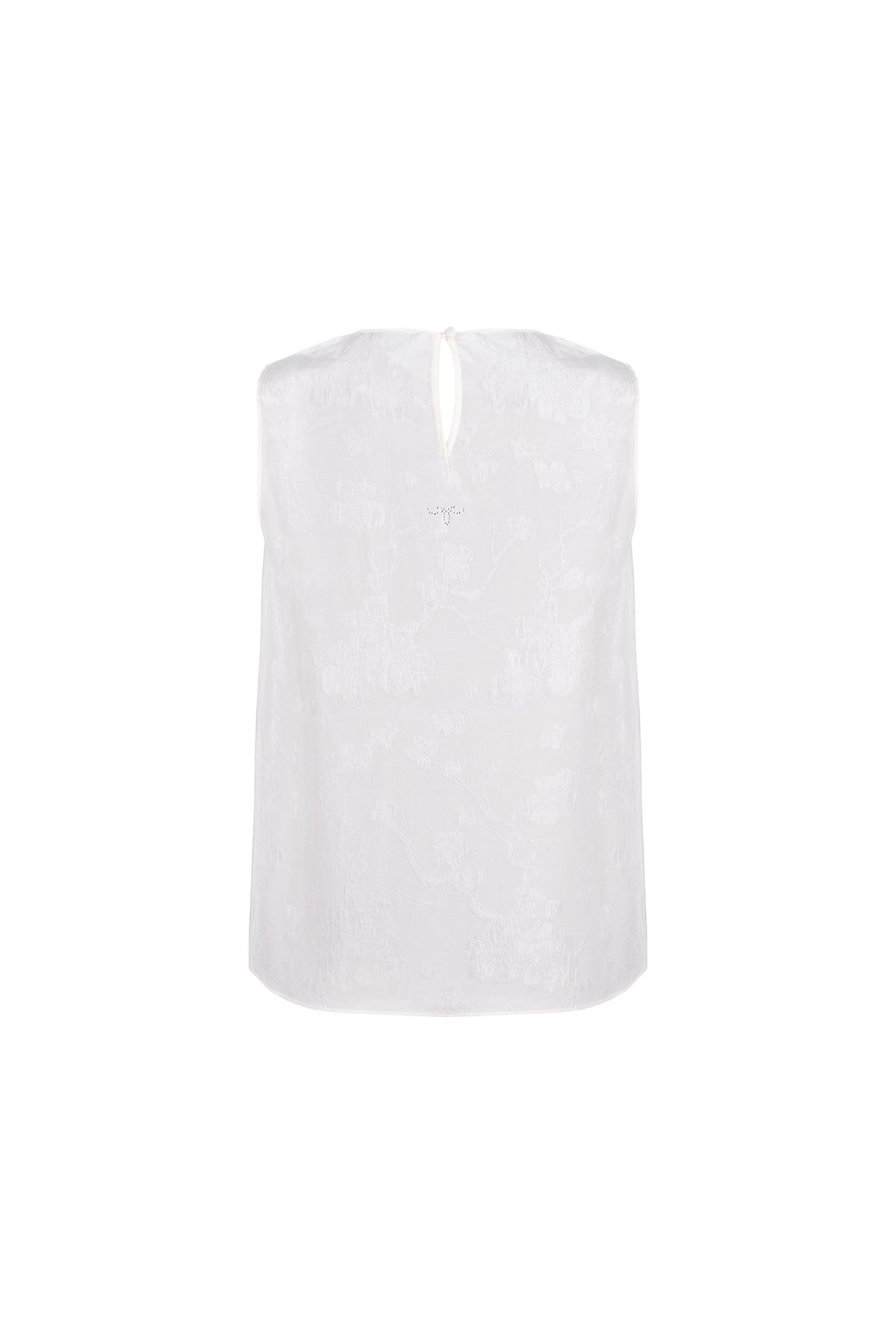 Ekru Toscana Saf İpek Yuvarlak Yaka Kolsuz Bluz