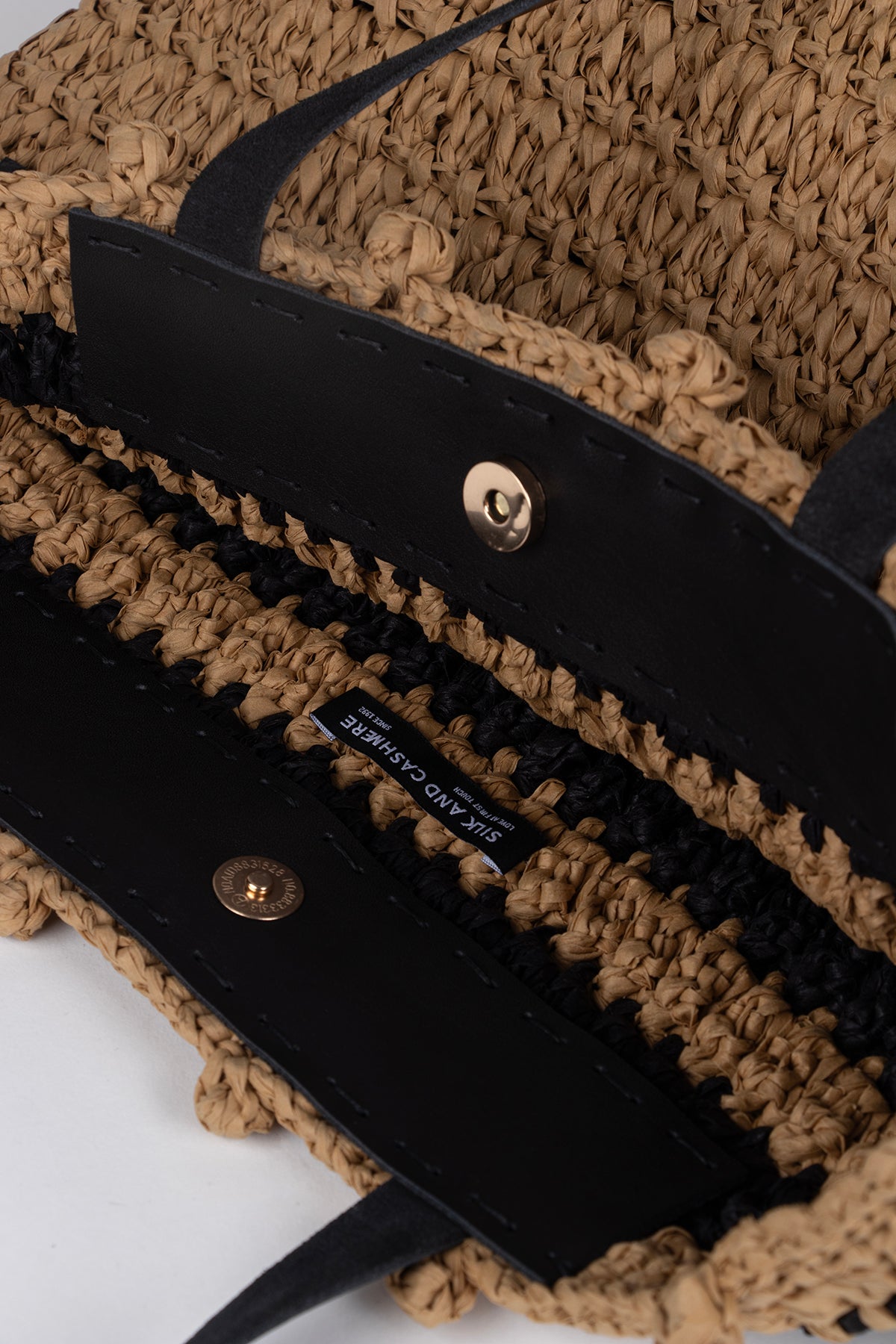 Bej Nina Renkli Çizgili Rafya Çanta 42x31x11cm