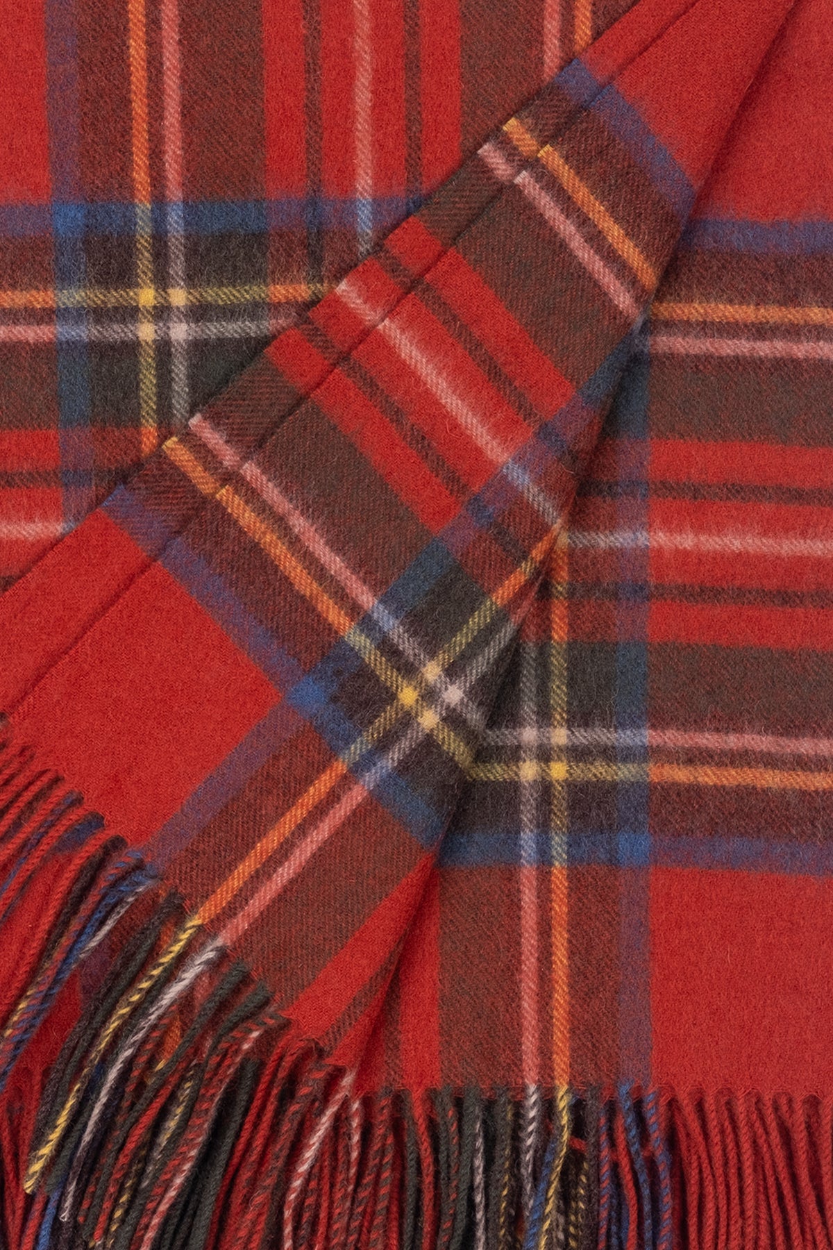 Kırmızı Saf Yün Kareli Battaniye 190x140 cm