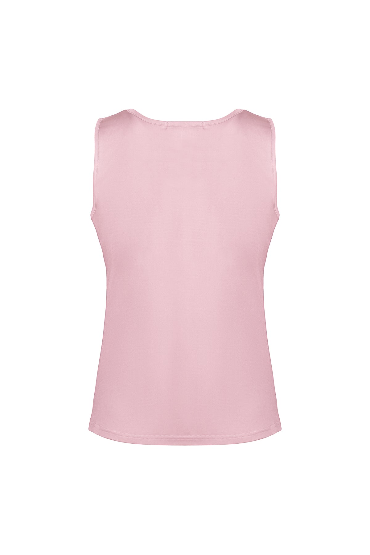 Pembe Marina İpekli Yuvarlak Yaka Kolsuz T-Shirt