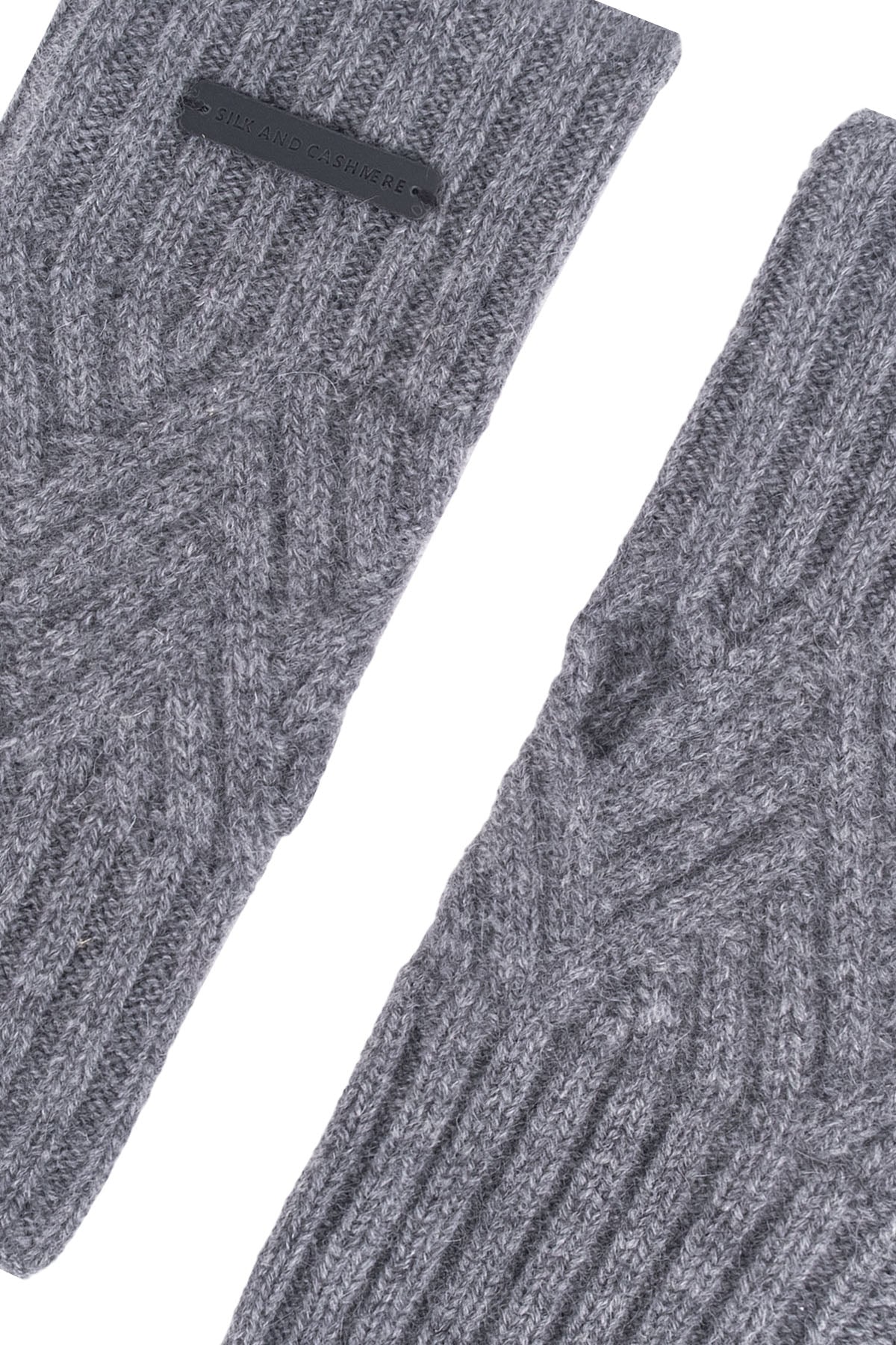 Gri Maggie Saf Kaşmir Parmaksız Eldiven