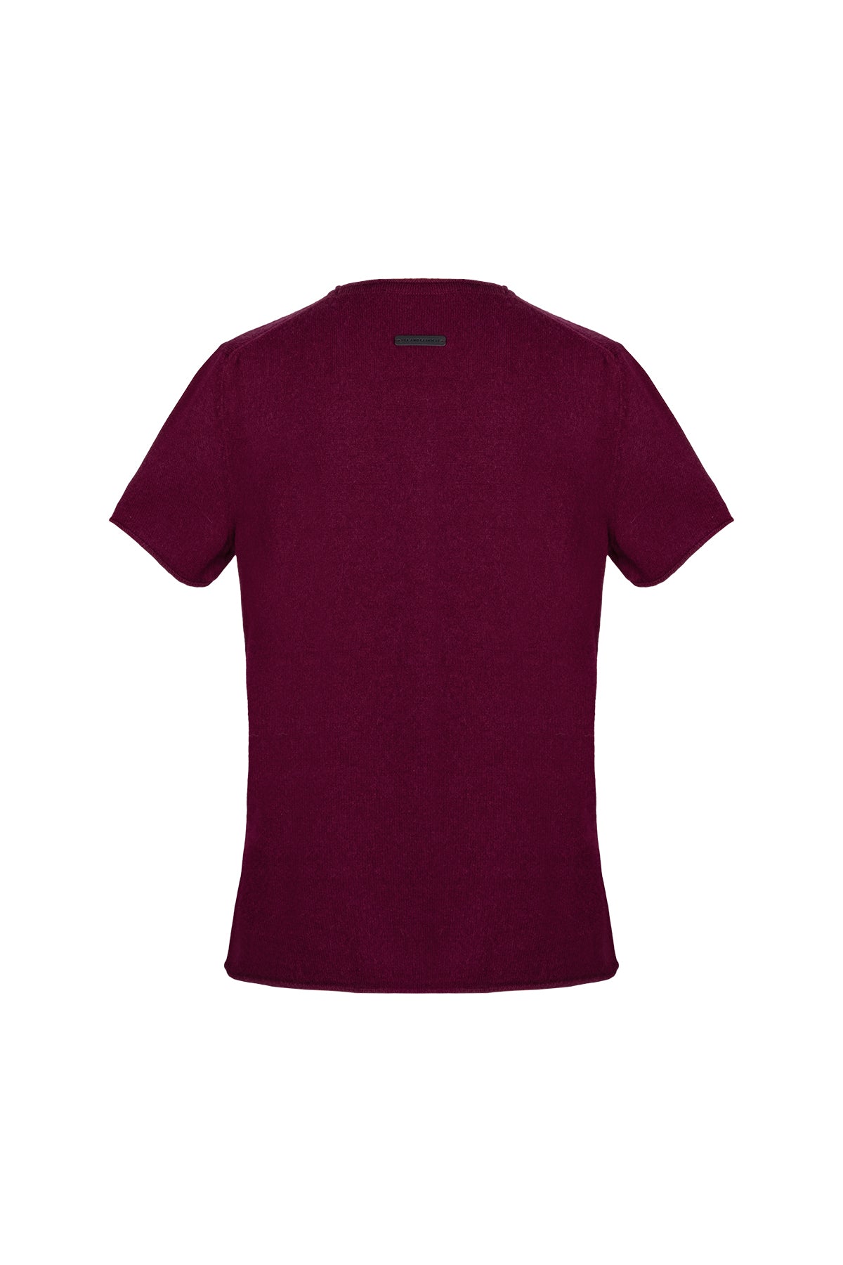 Bordo Lilly Saf Kaşmir Bisiklet Yaka Tişört