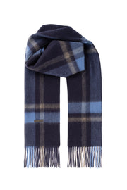 Lacivert Patrick Saf Kaşmir Kareli Atkı 30x164 cm