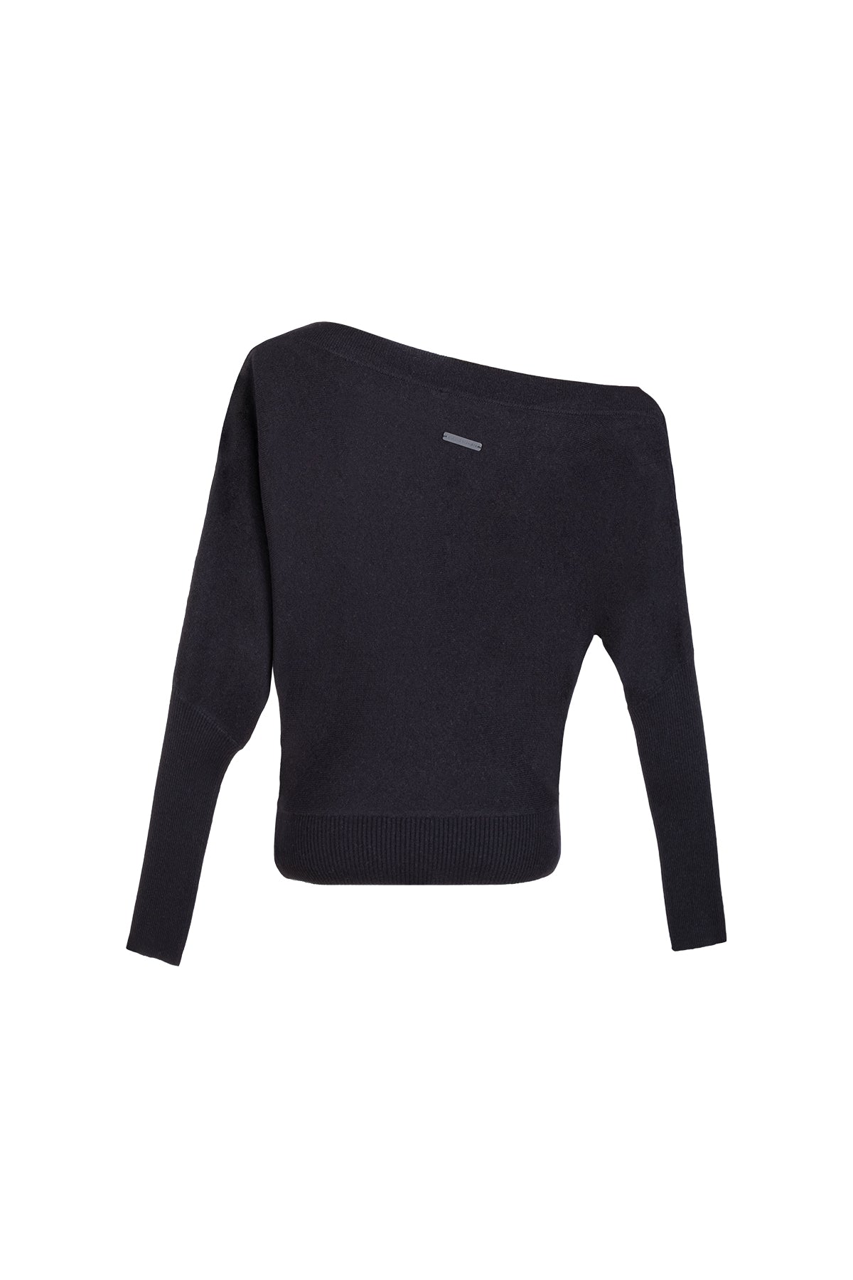 Siyah Vanessa Saf Kaşmir Tek Omuz Dekolte Kazak