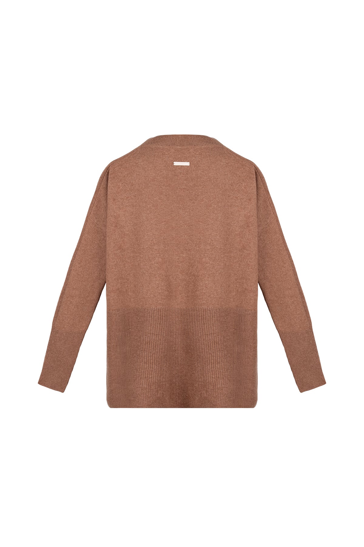 Koyu Camel Isabella Saf Kaşmir Derin V Yaka Kazak