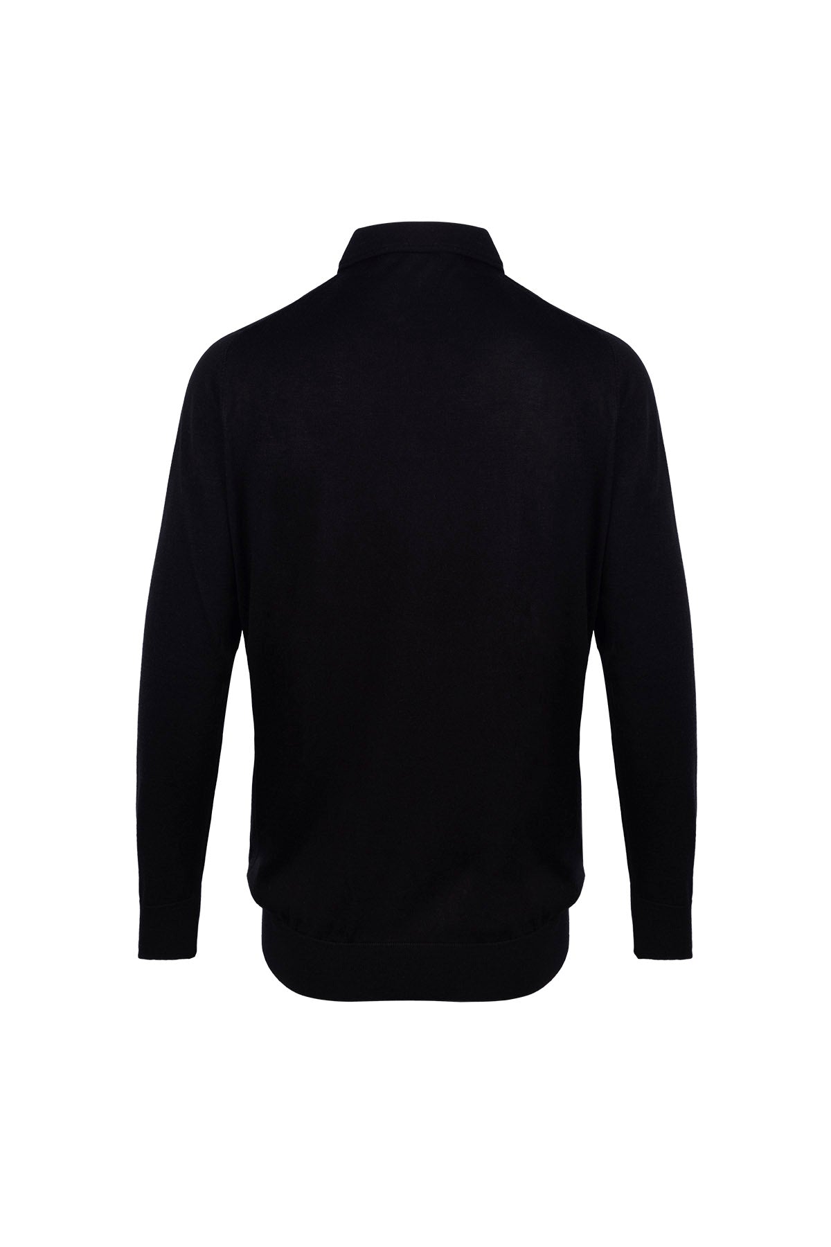 Siyah İpek Kaşmir Utku Uzun Kollu Erkek Polo